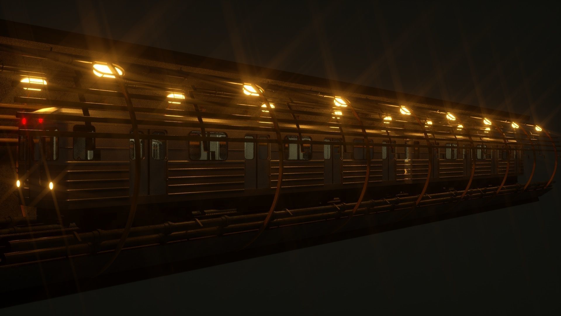 Subway car and Tunnel  3D model_8