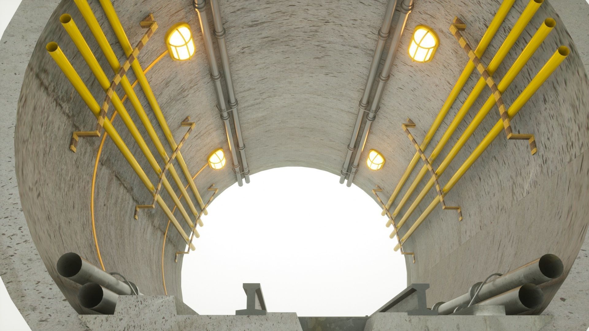 Subway car and Tunnel  3D model_11