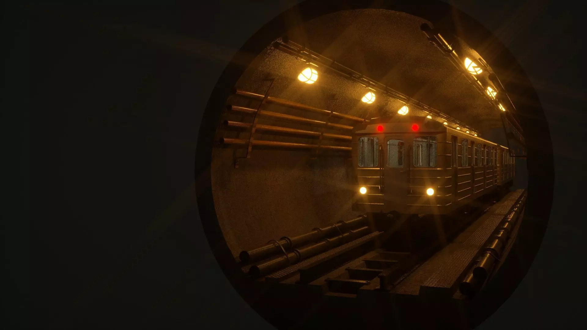 Subway car and Tunnel  3D model_0