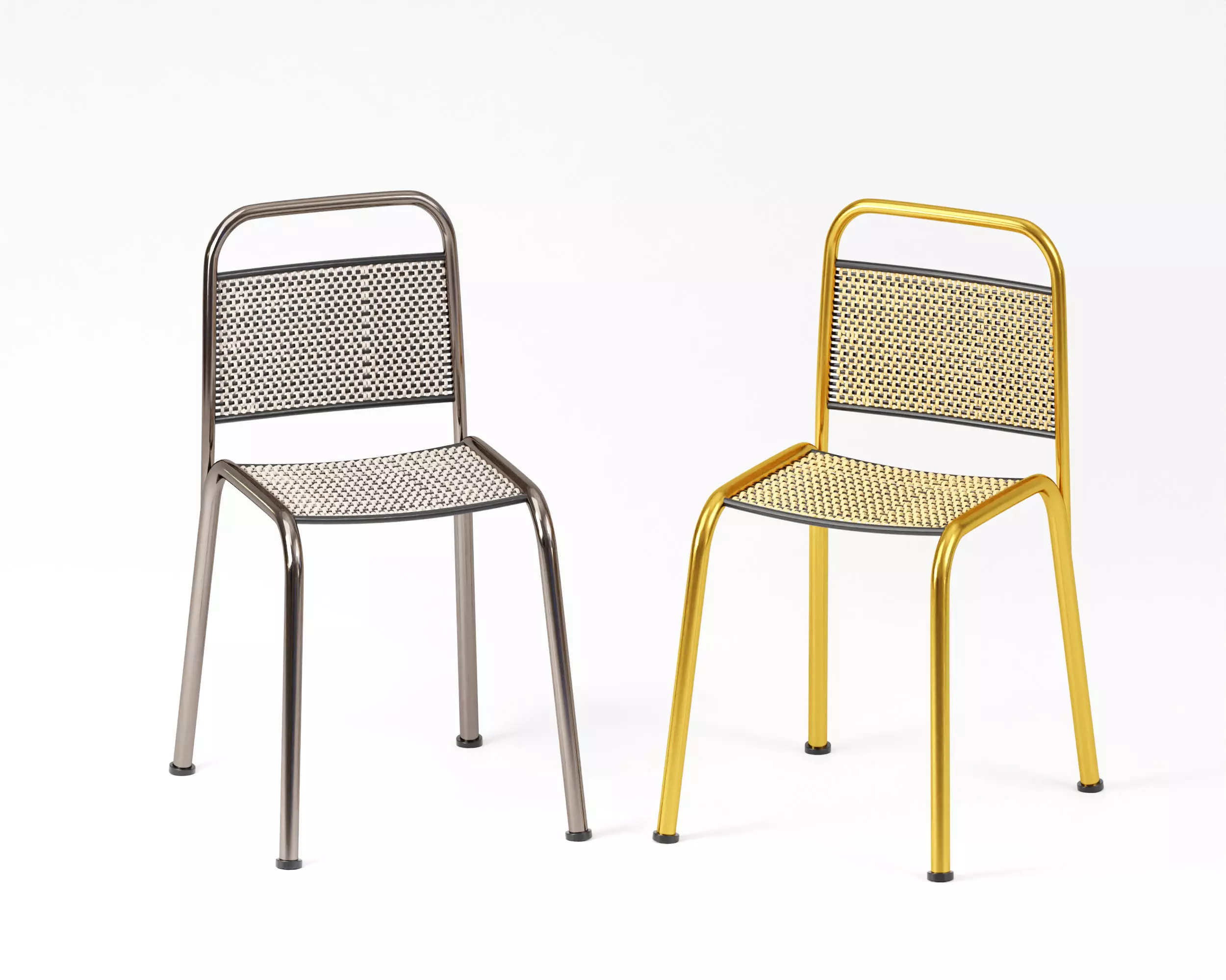 rawhide seating gold chair 3D model Low-poly 3D model_0