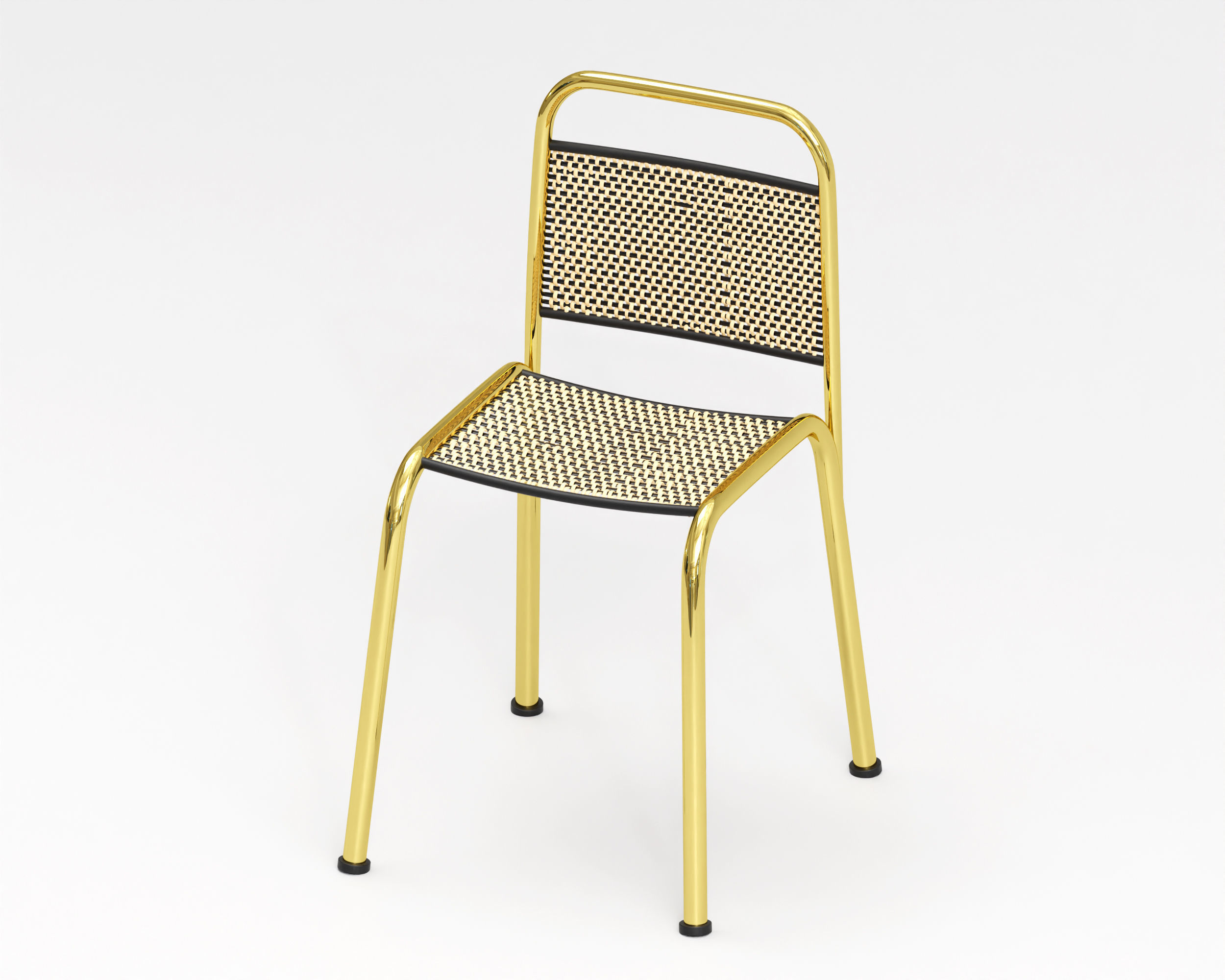 rawhide seating gold chair 3D model Low-poly 3D model_3