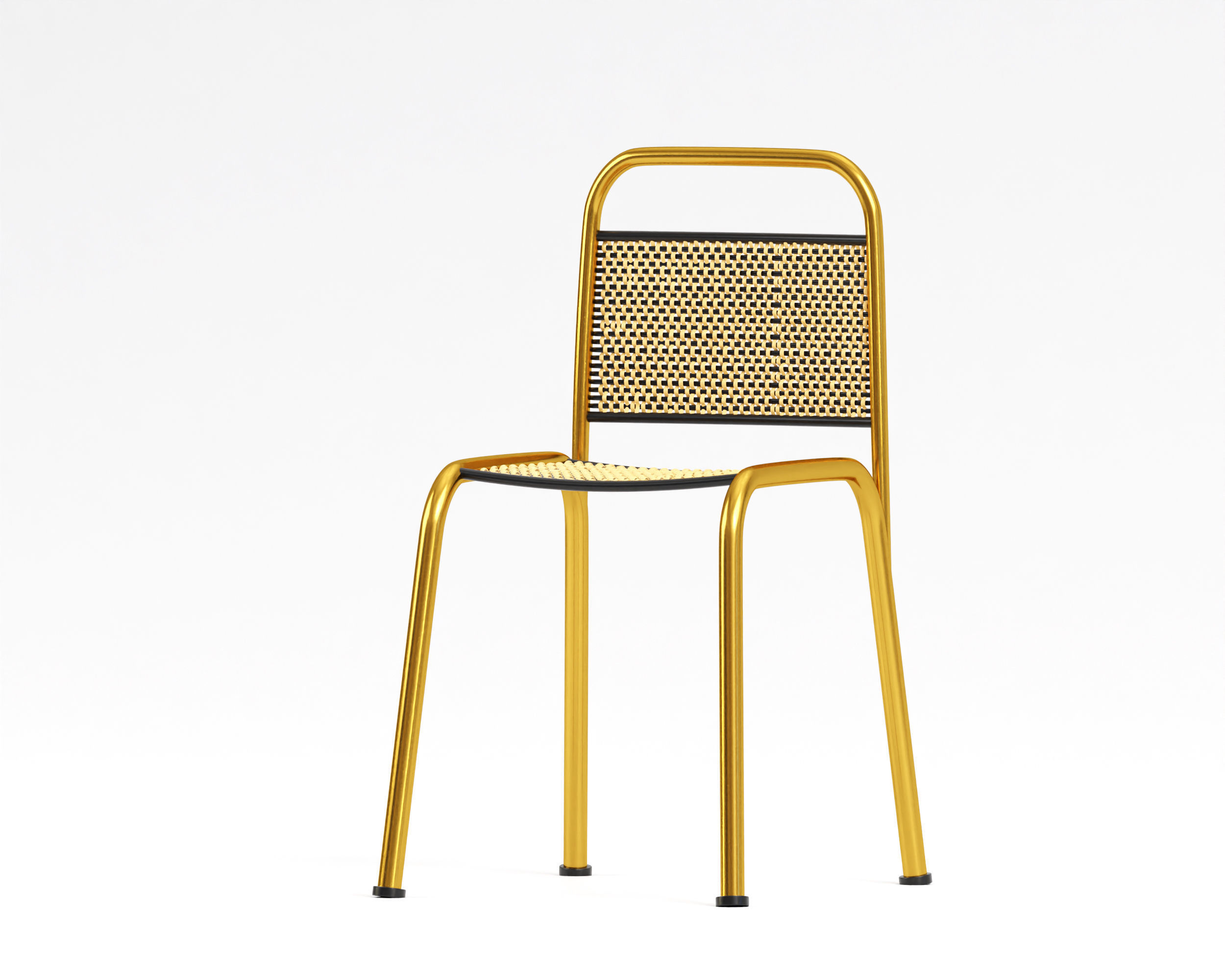 rawhide seating gold chair 3D model Low-poly 3D model_2