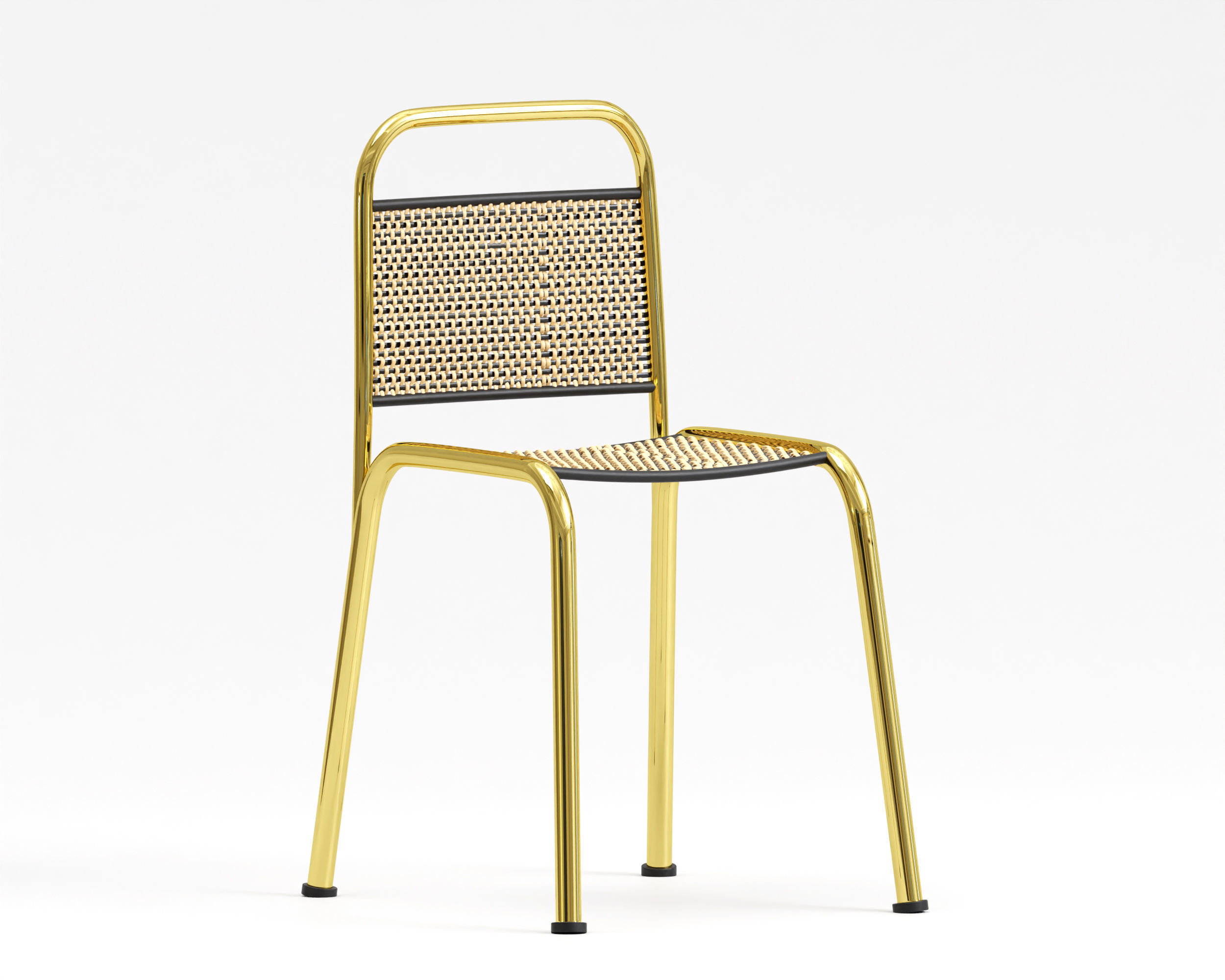 rawhide seating gold chair 3D model Low-poly 3D model_1