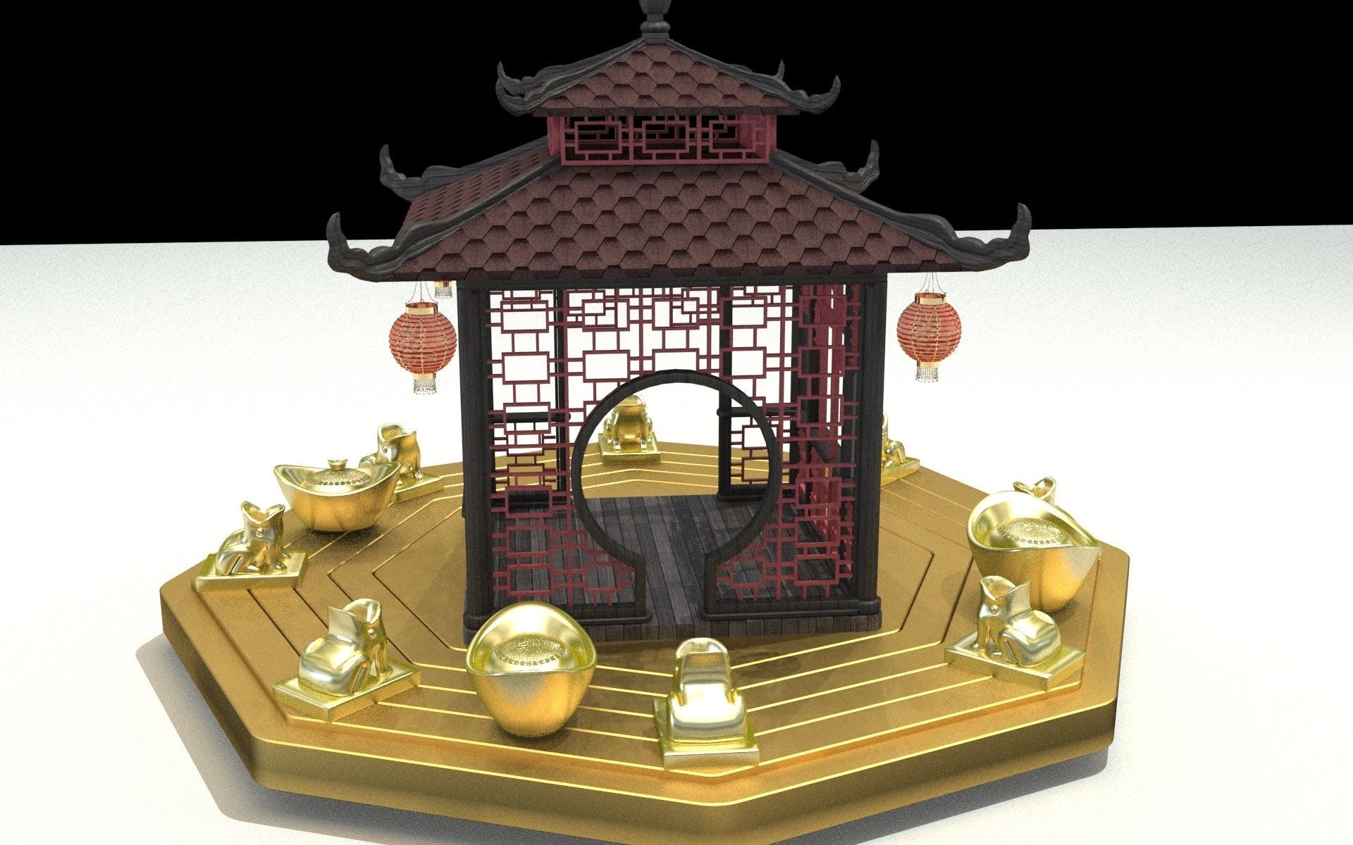 Chinese pavilion 3D model_10