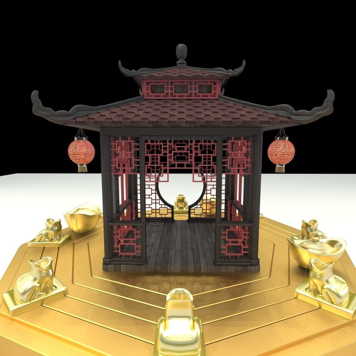 Chinese pavilion 3D model_4
