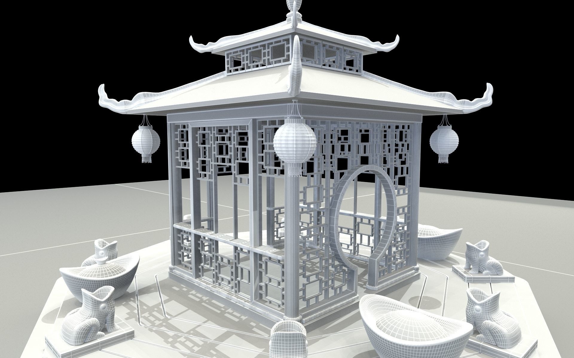 Chinese pavilion 3D model_9