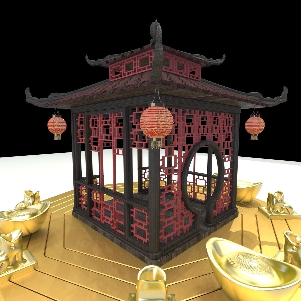 Chinese pavilion 3D model_5