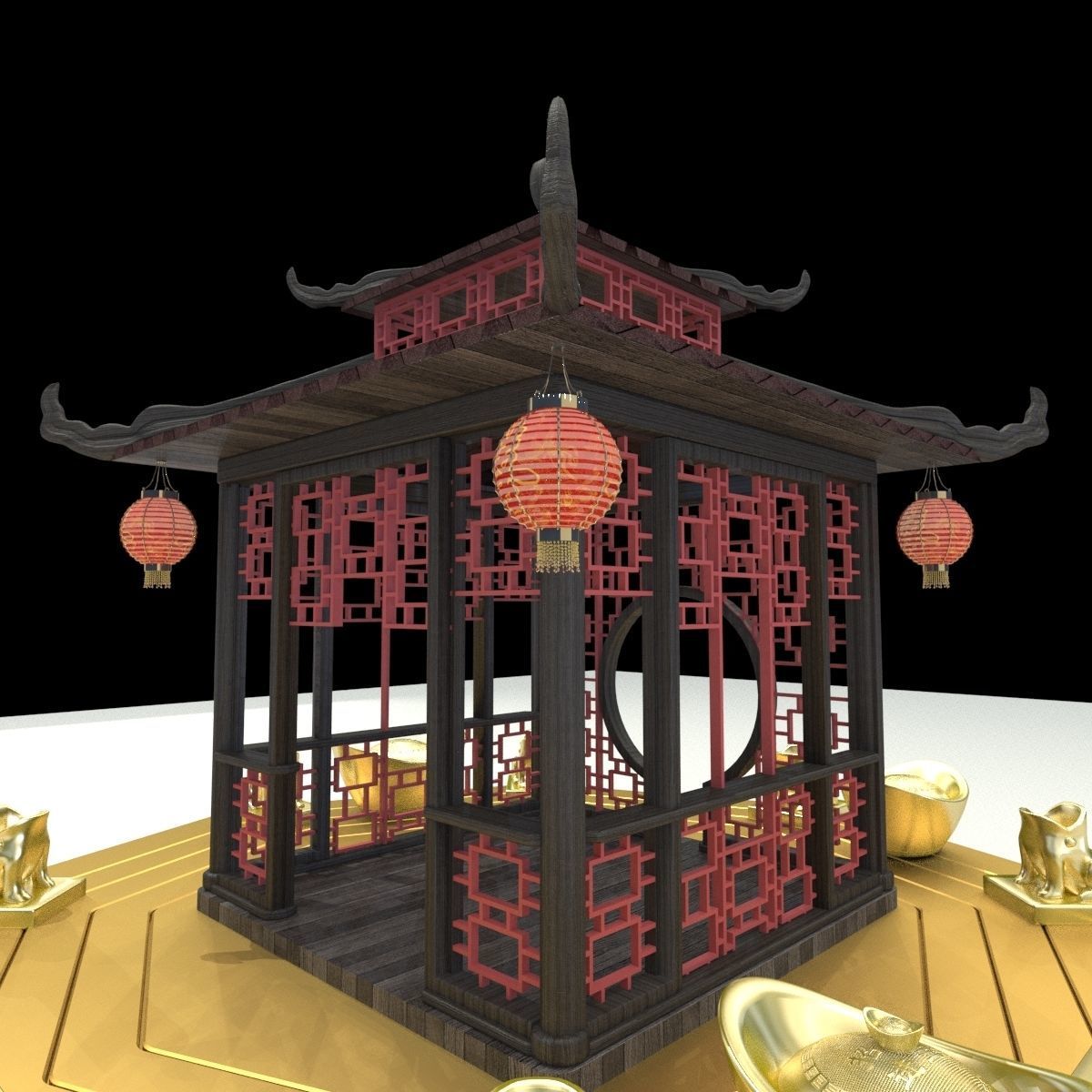 Chinese pavilion 3D model_6