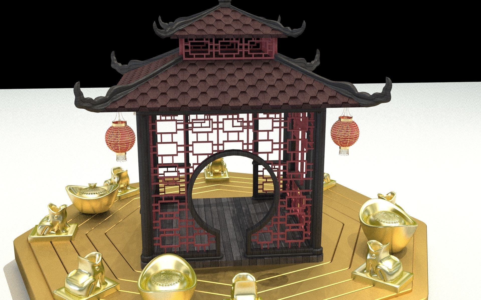 Chinese pavilion 3D model_1