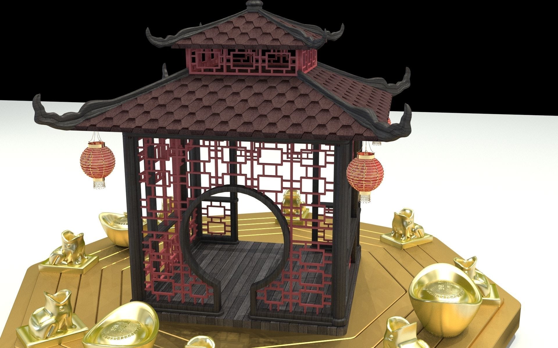 Chinese pavilion 3D model_8