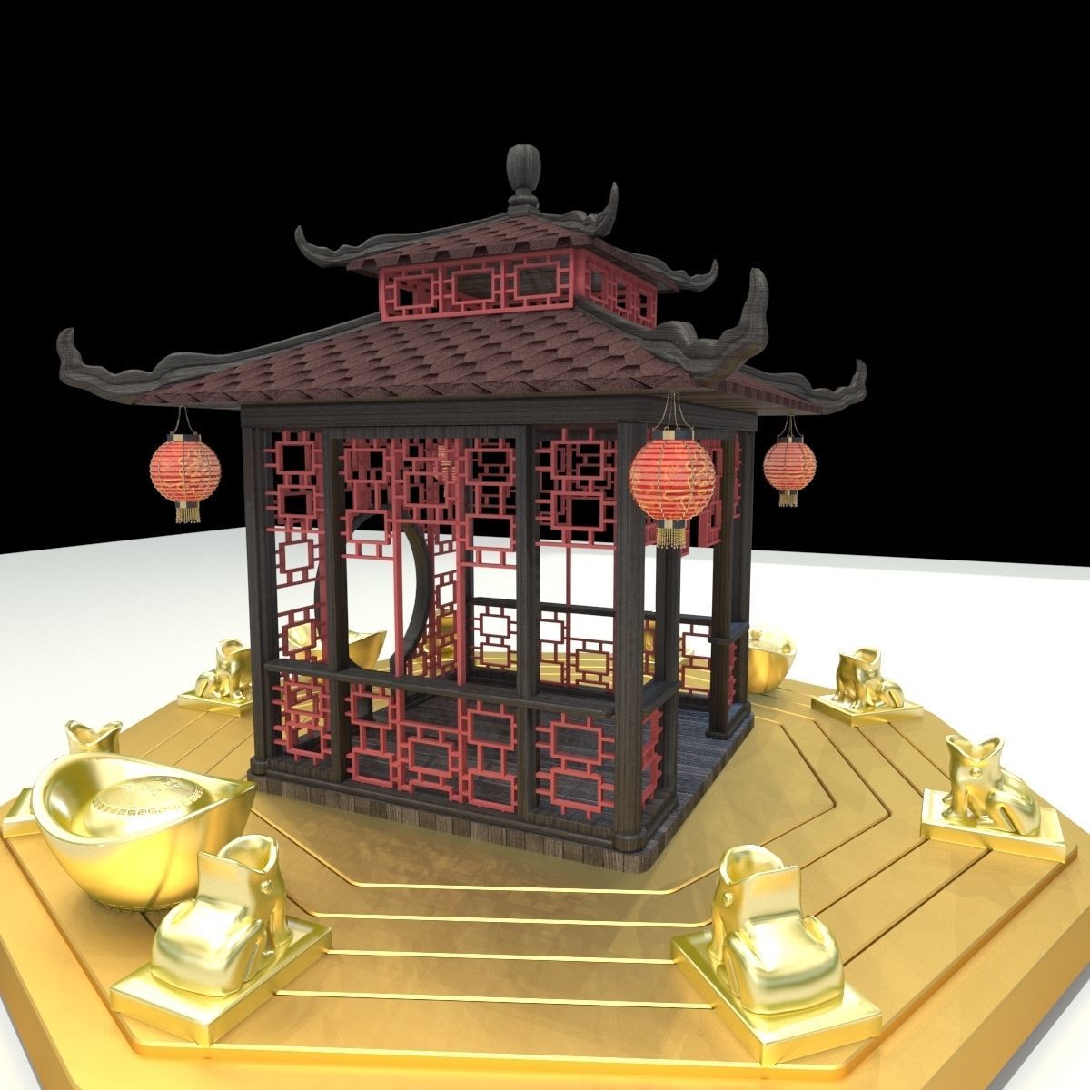 Chinese pavilion 3D model_2