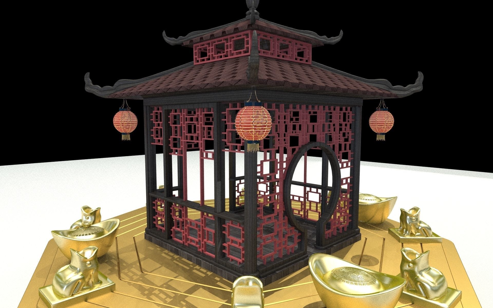 Chinese pavilion 3D model_7