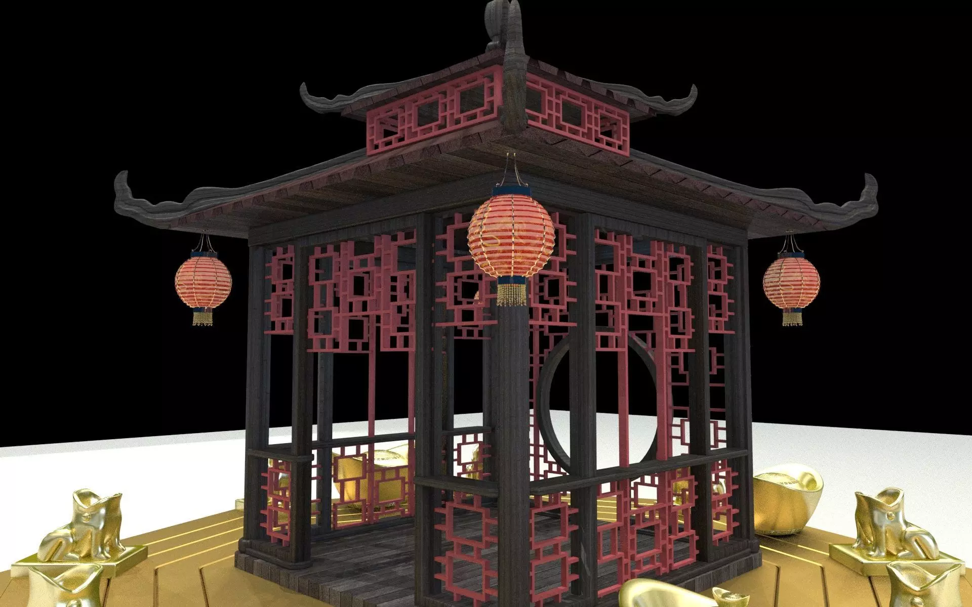 Chinese pavilion 3D model_0
