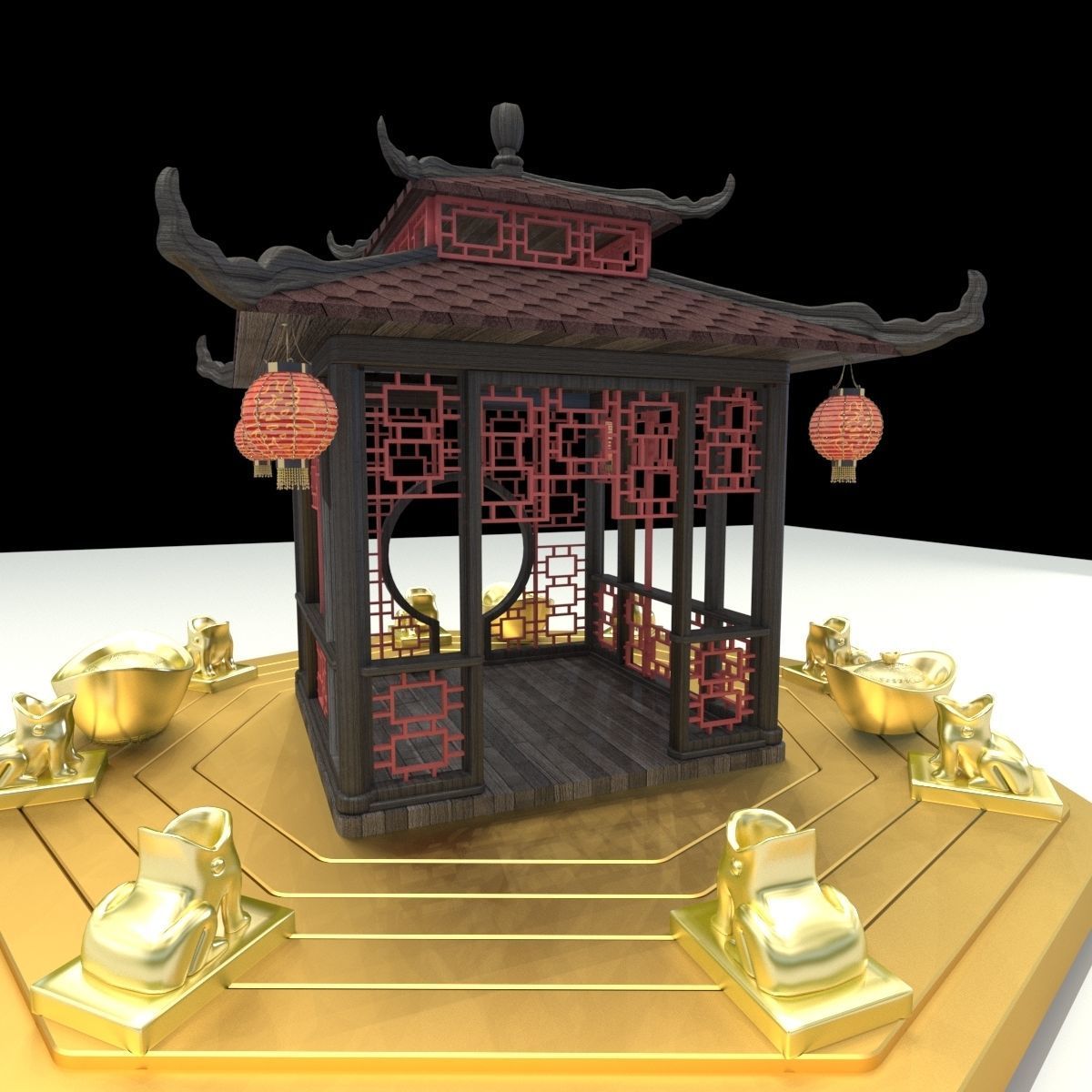 Chinese pavilion 3D model_3