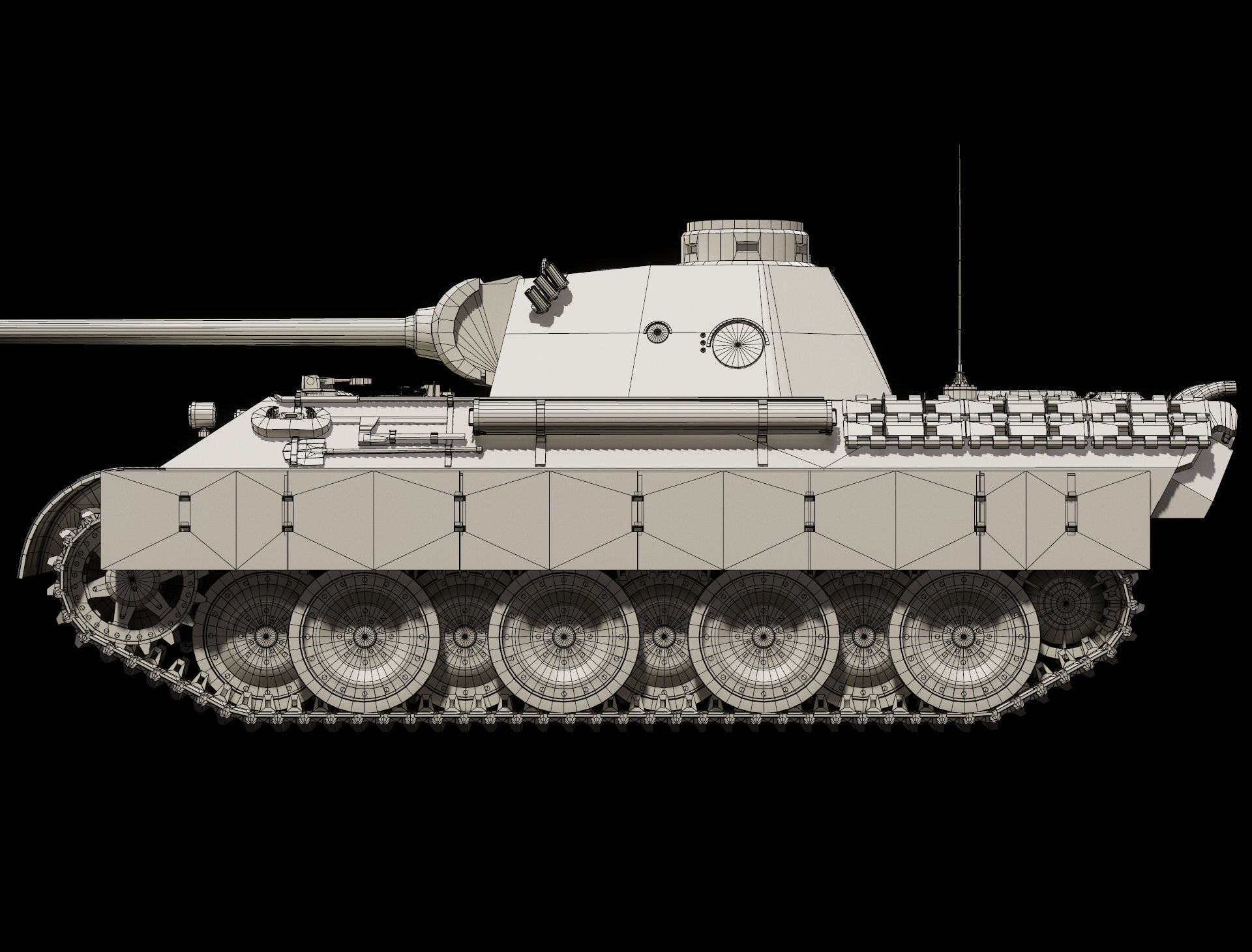 Panther Ausf D - Base Mesh 3D model_9