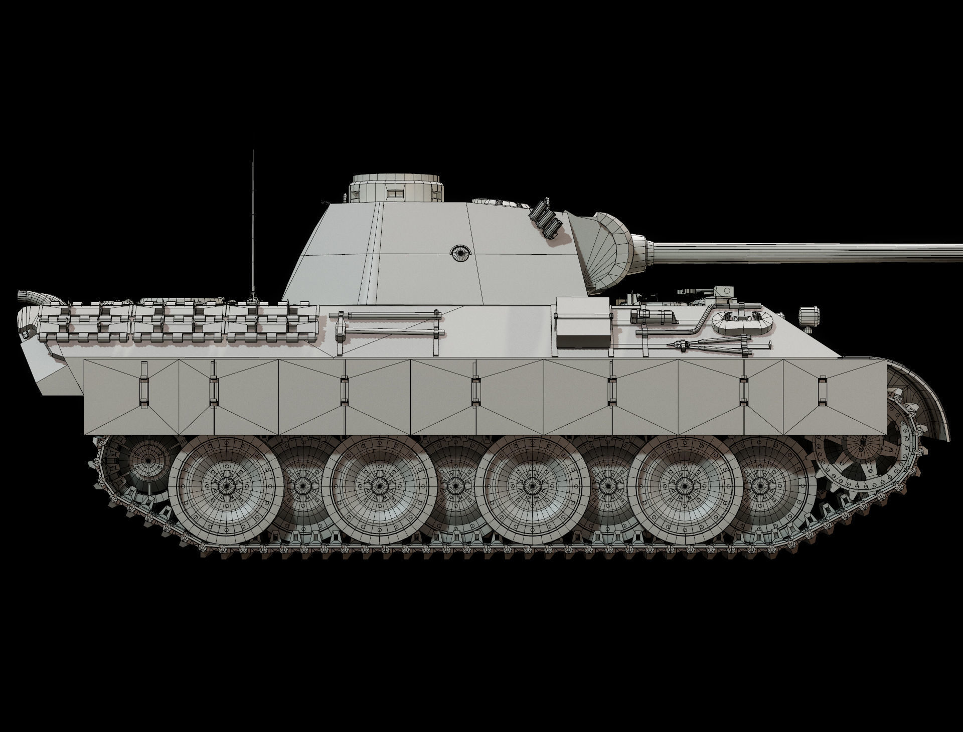 Panther Ausf D - Base Mesh 3D model_10