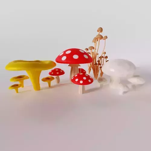 Mushrooms Pack - Stylized and Low-Poly Low-poly 3D model