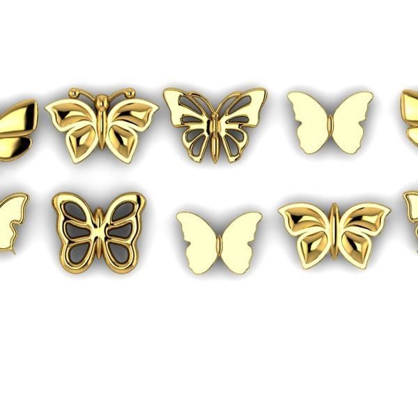 Collection of Various Butterfly jewelry findings 3D print model_4