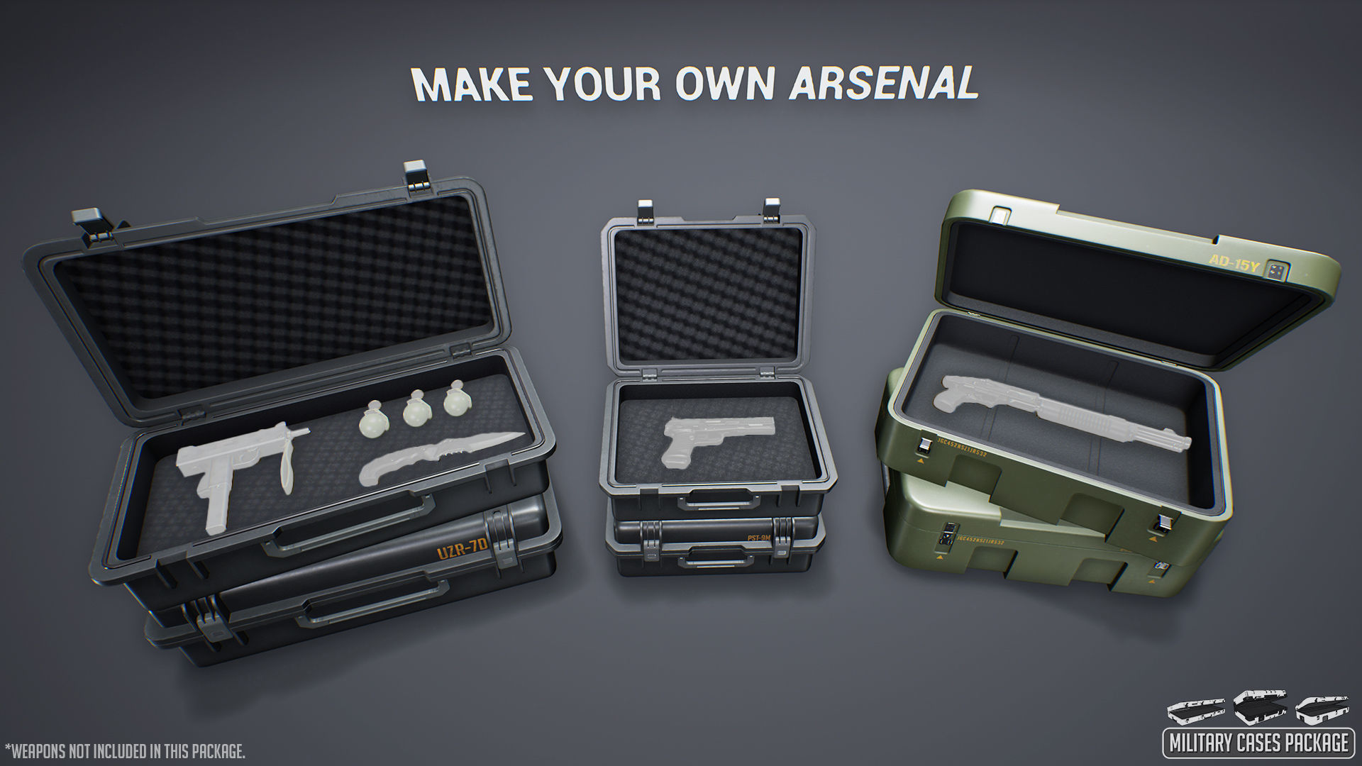 Military Cases Package Low-poly 3D model_9