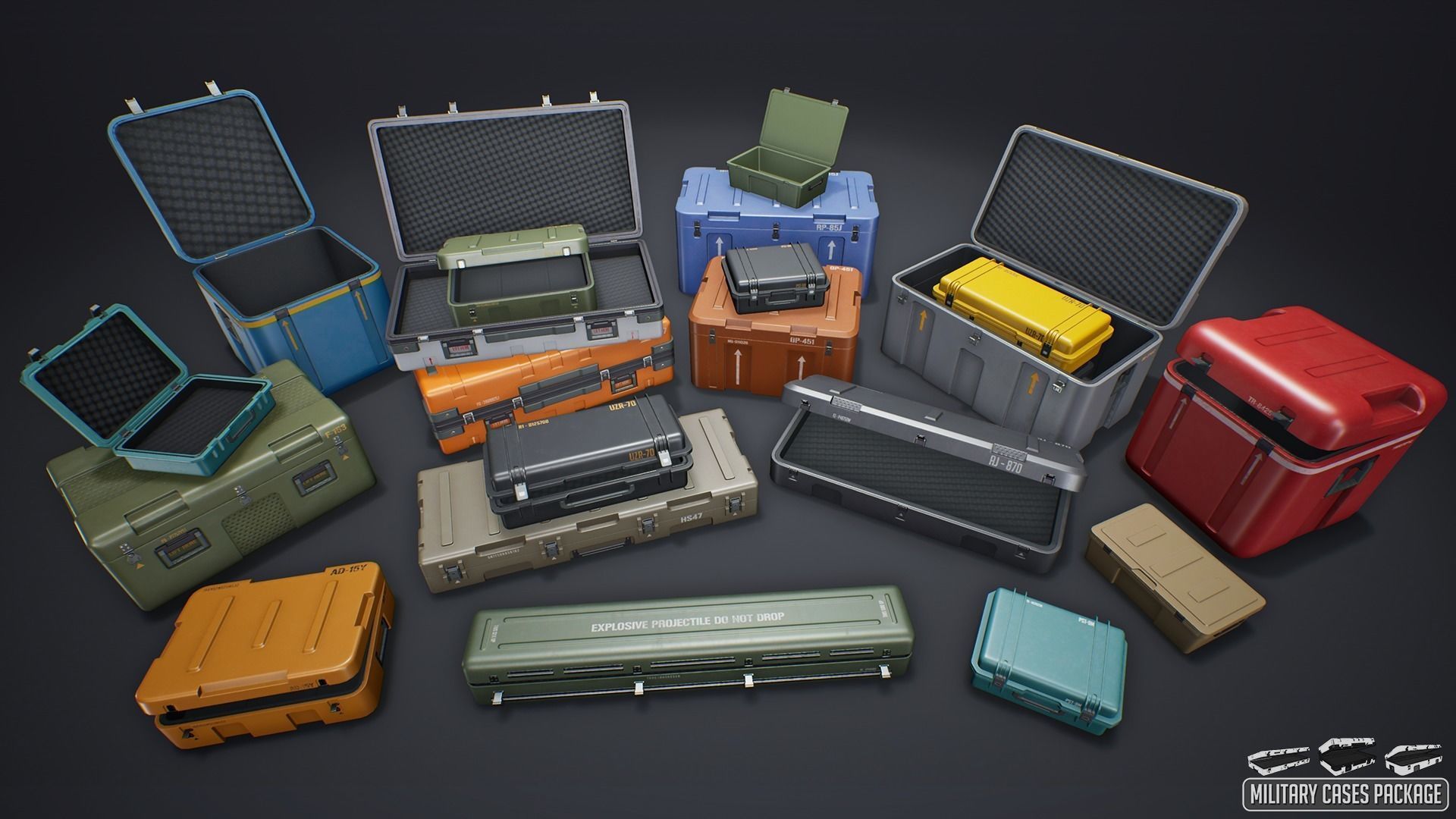 Military Cases Package Low-poly 3D model_2