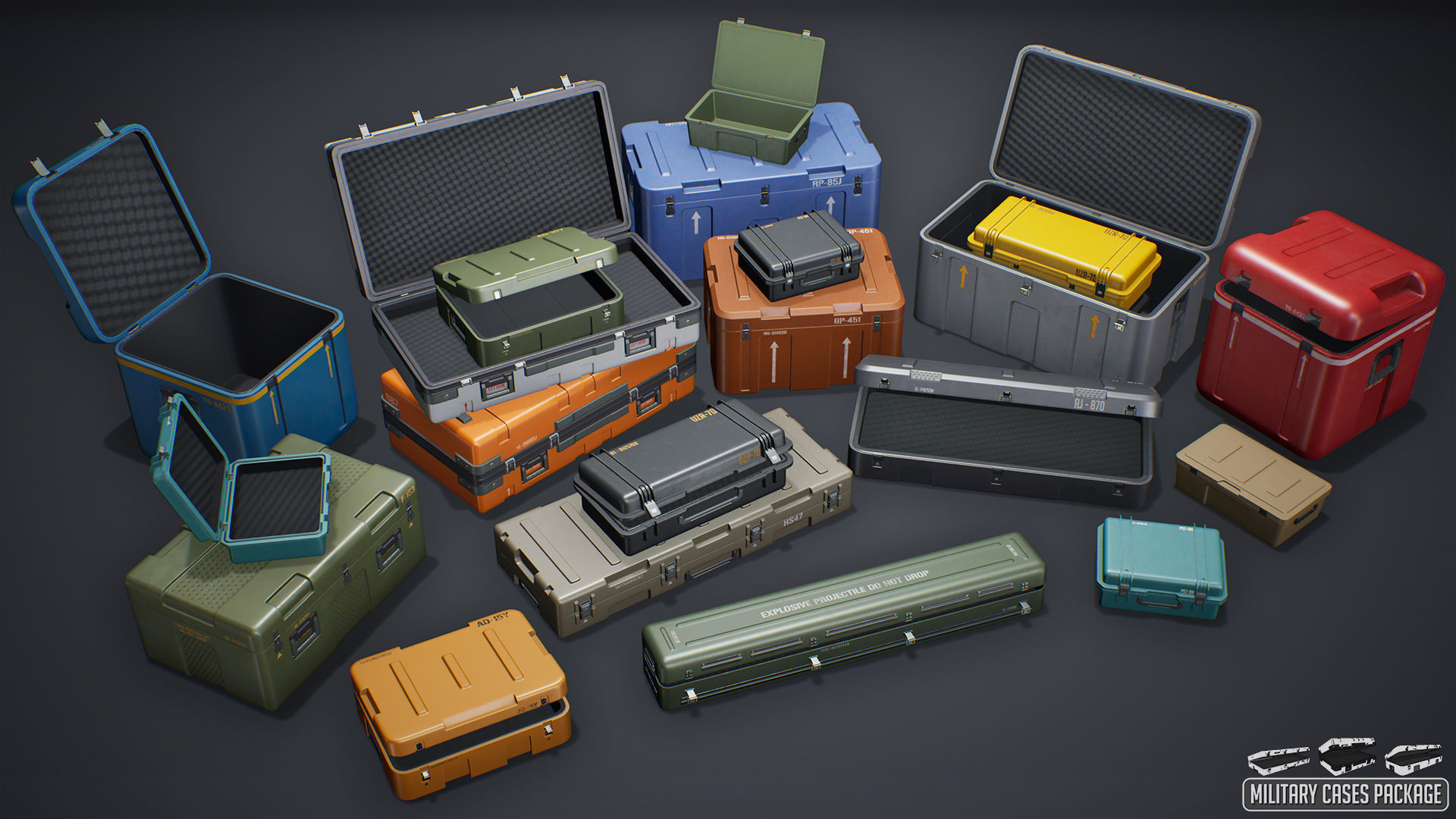 Military Cases Package Low-poly 3D model_3