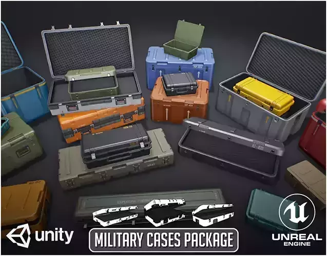 Military Cases Package Low-poly 3D model