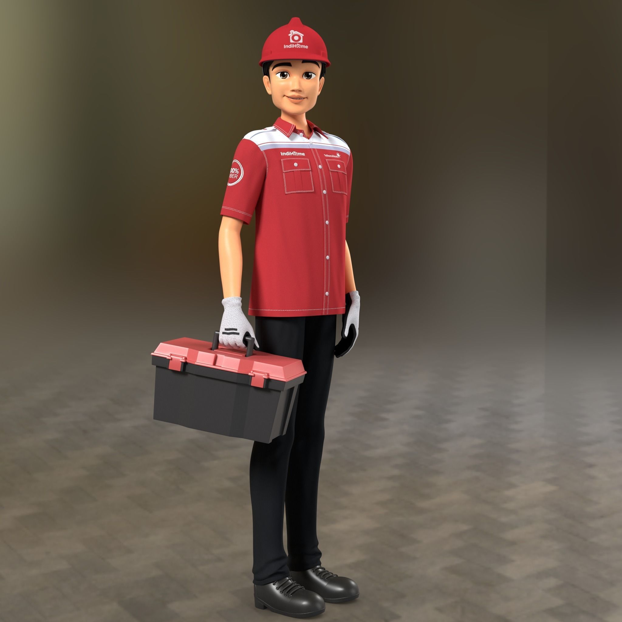 a technician 3D Model Rig Ready 3D model_10