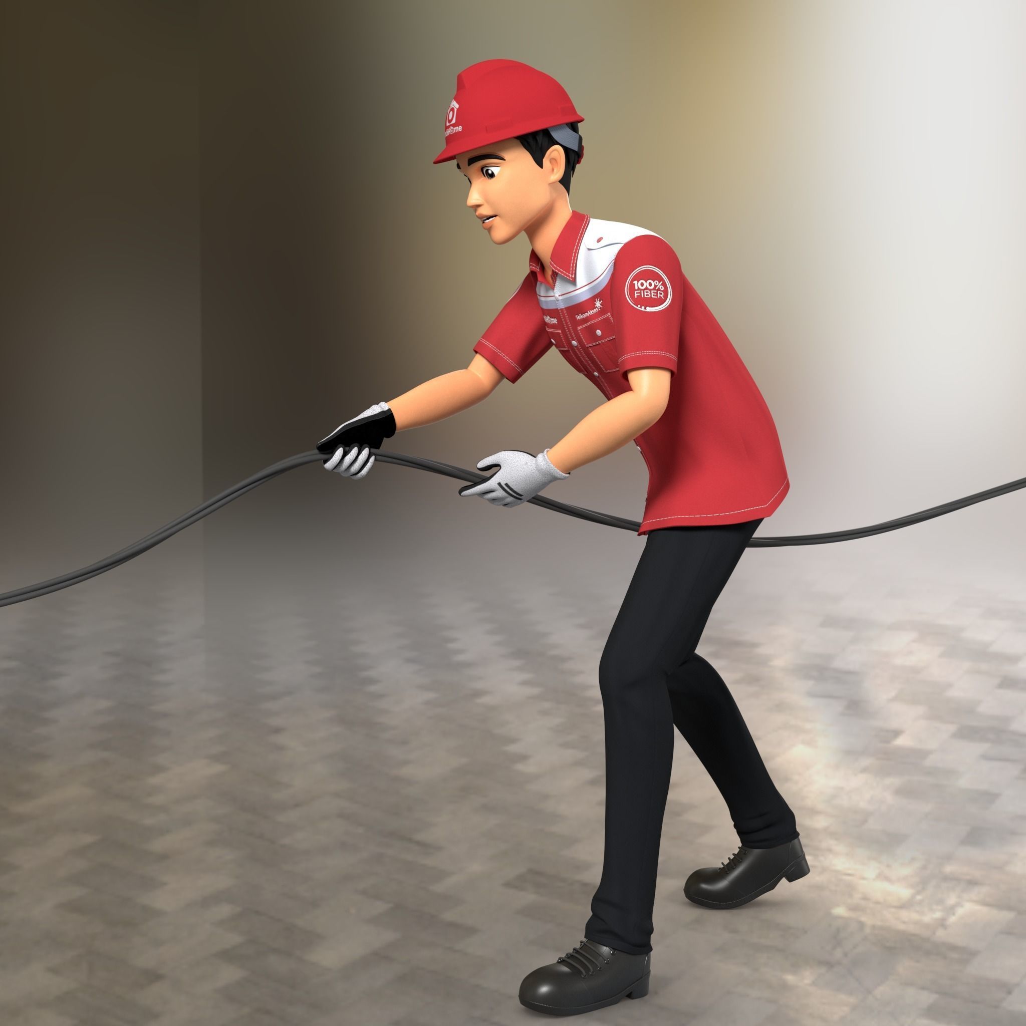 a technician 3D Model Rig Ready 3D model_9