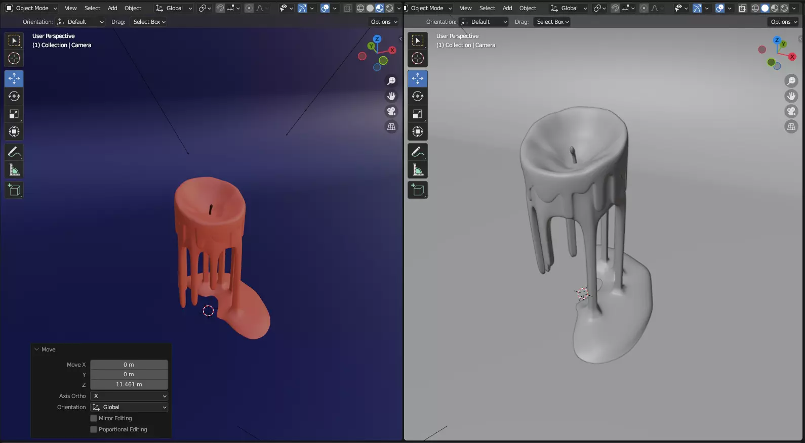 Melting Candle Low-poly 3D model_0