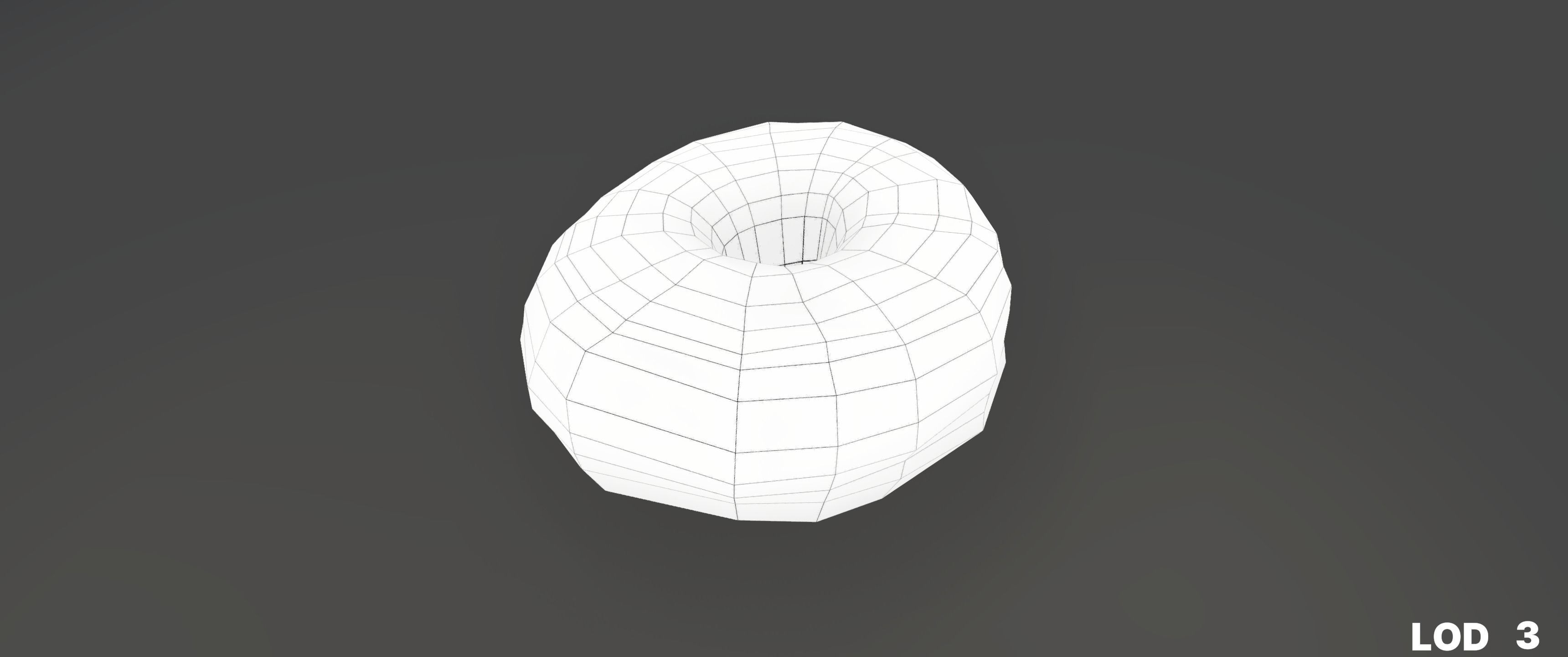 8k Chocolate Classic Covered Doughnut - 5 Levels of Detail Low-poly 3D model_58