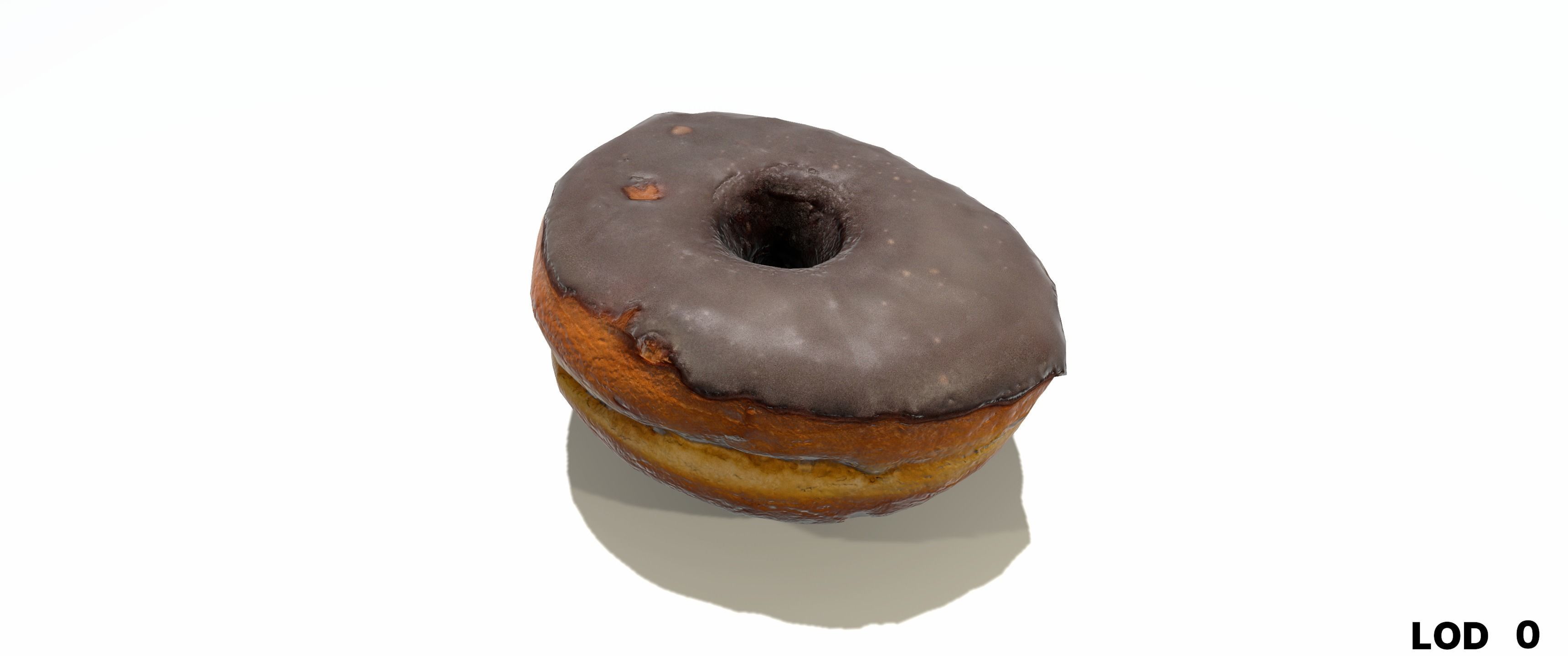 8k Chocolate Classic Covered Doughnut - 5 Levels of Detail Low-poly 3D model_20