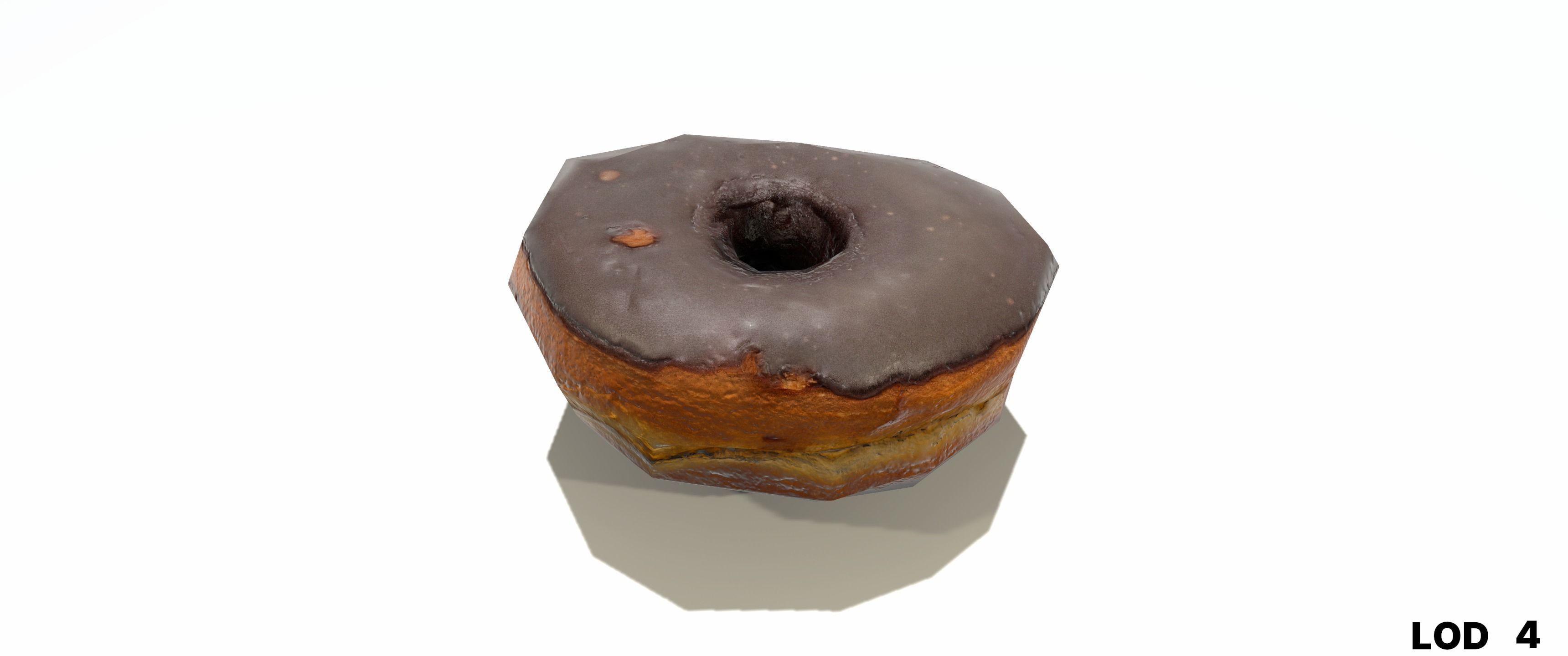 8k Chocolate Classic Covered Doughnut - 5 Levels of Detail Low-poly 3D model_24