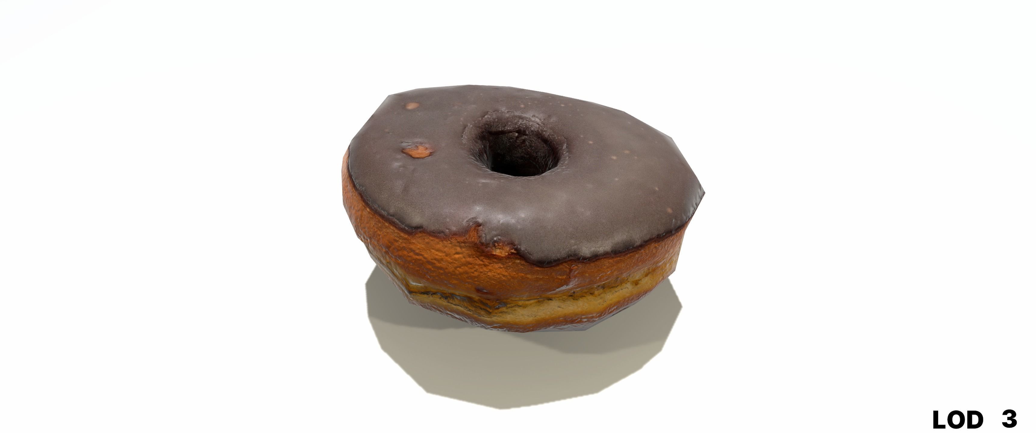 8k Chocolate Classic Covered Doughnut - 5 Levels of Detail Low-poly 3D model_23