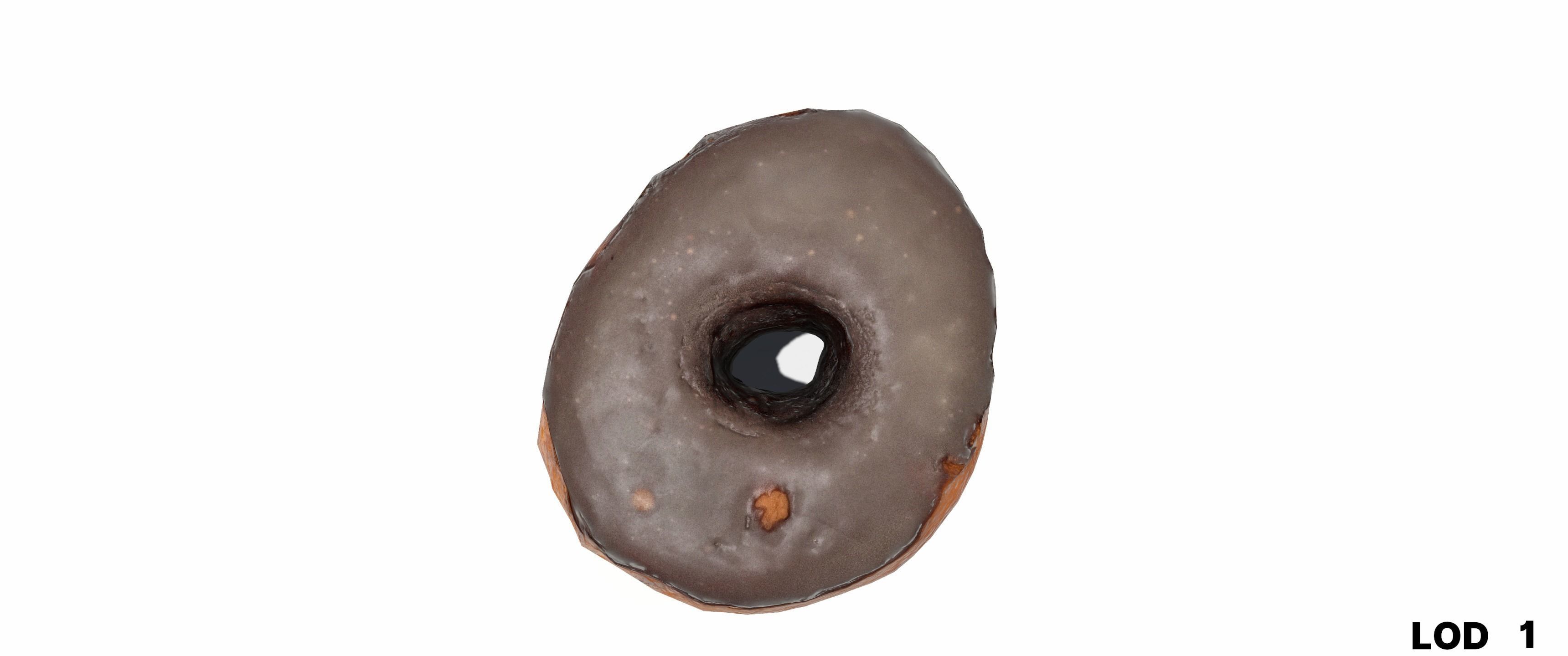 8k Chocolate Classic Covered Doughnut - 5 Levels of Detail Low-poly 3D model_31