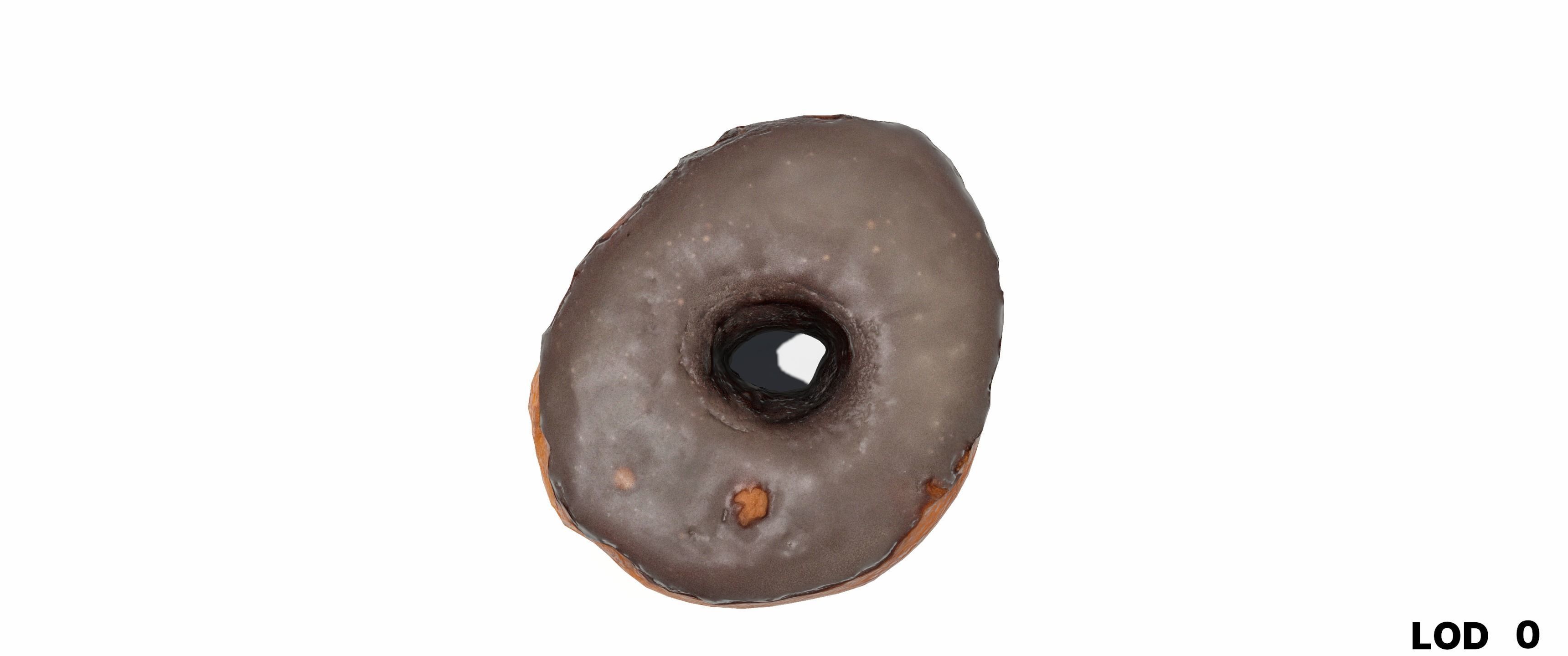8k Chocolate Classic Covered Doughnut - 5 Levels of Detail Low-poly 3D model_30