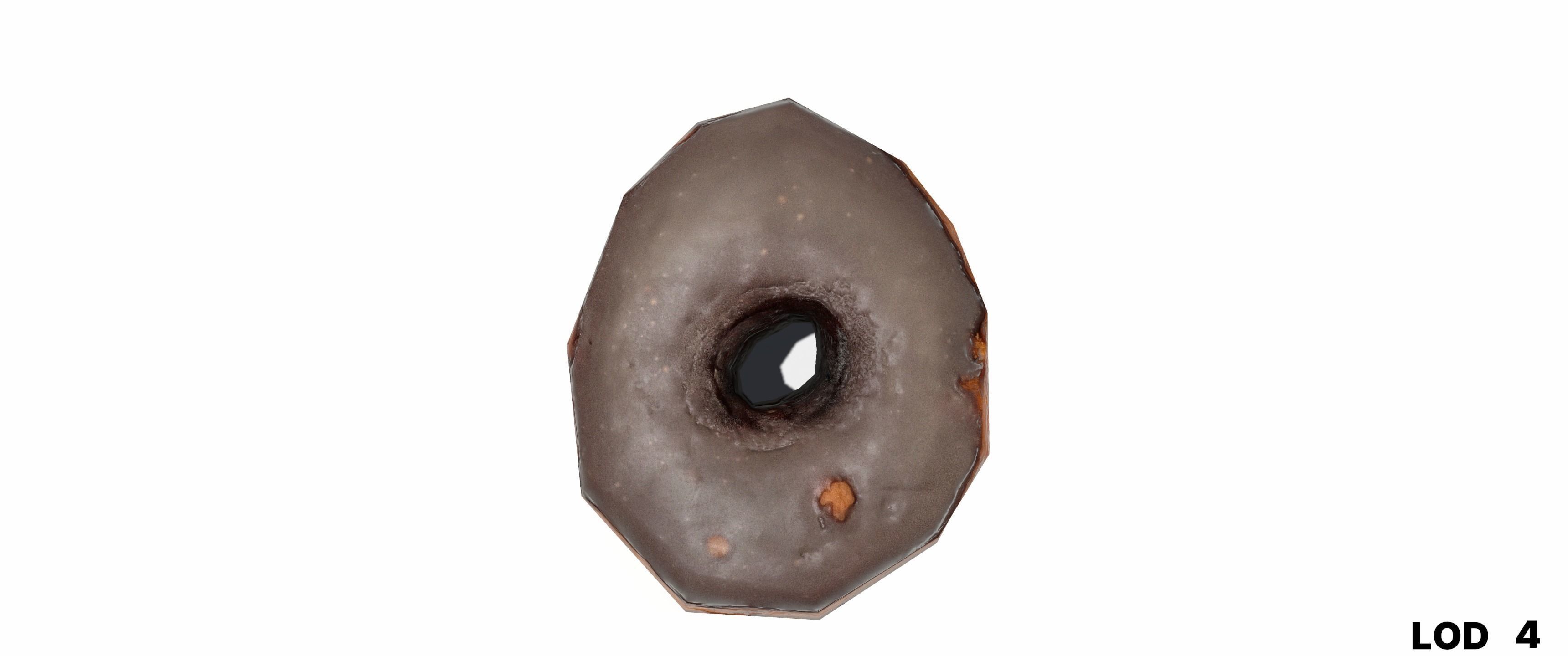 8k Chocolate Classic Covered Doughnut - 5 Levels of Detail Low-poly 3D model_34