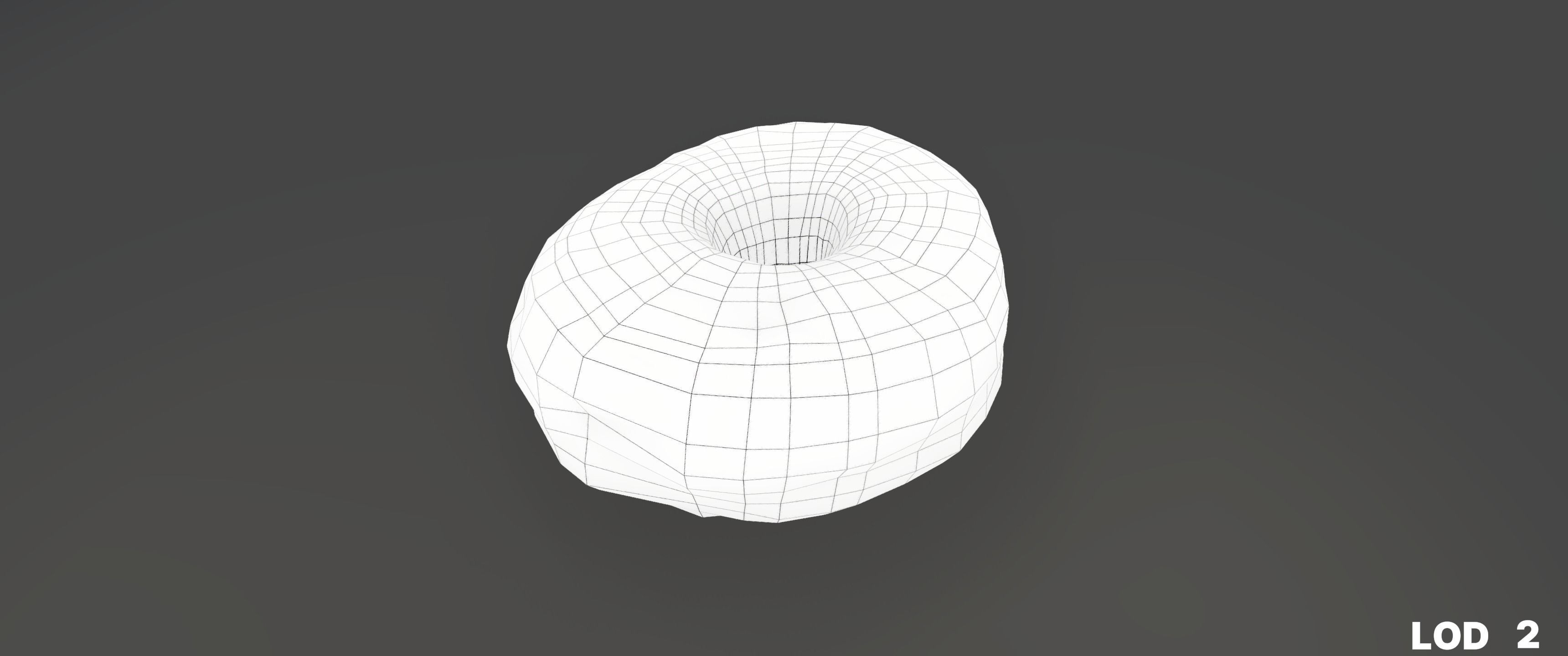 8k Chocolate Classic Covered Doughnut - 5 Levels of Detail Low-poly 3D model_52