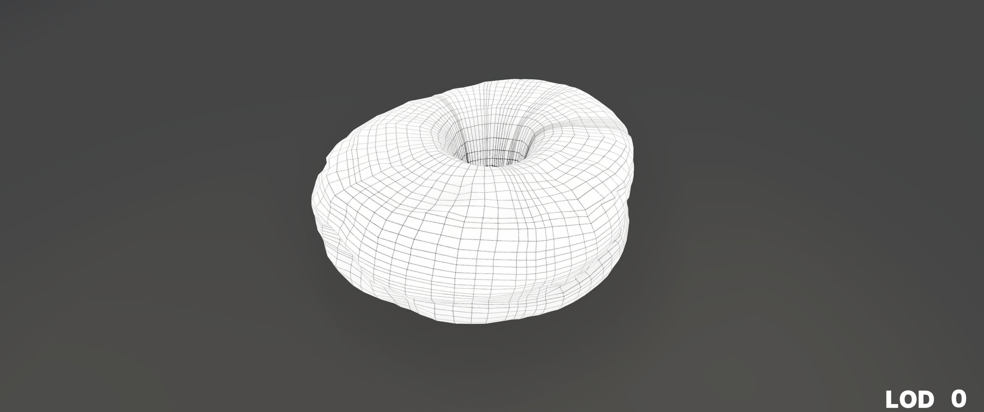 8k Chocolate Classic Covered Doughnut - 5 Levels of Detail Low-poly 3D model_36