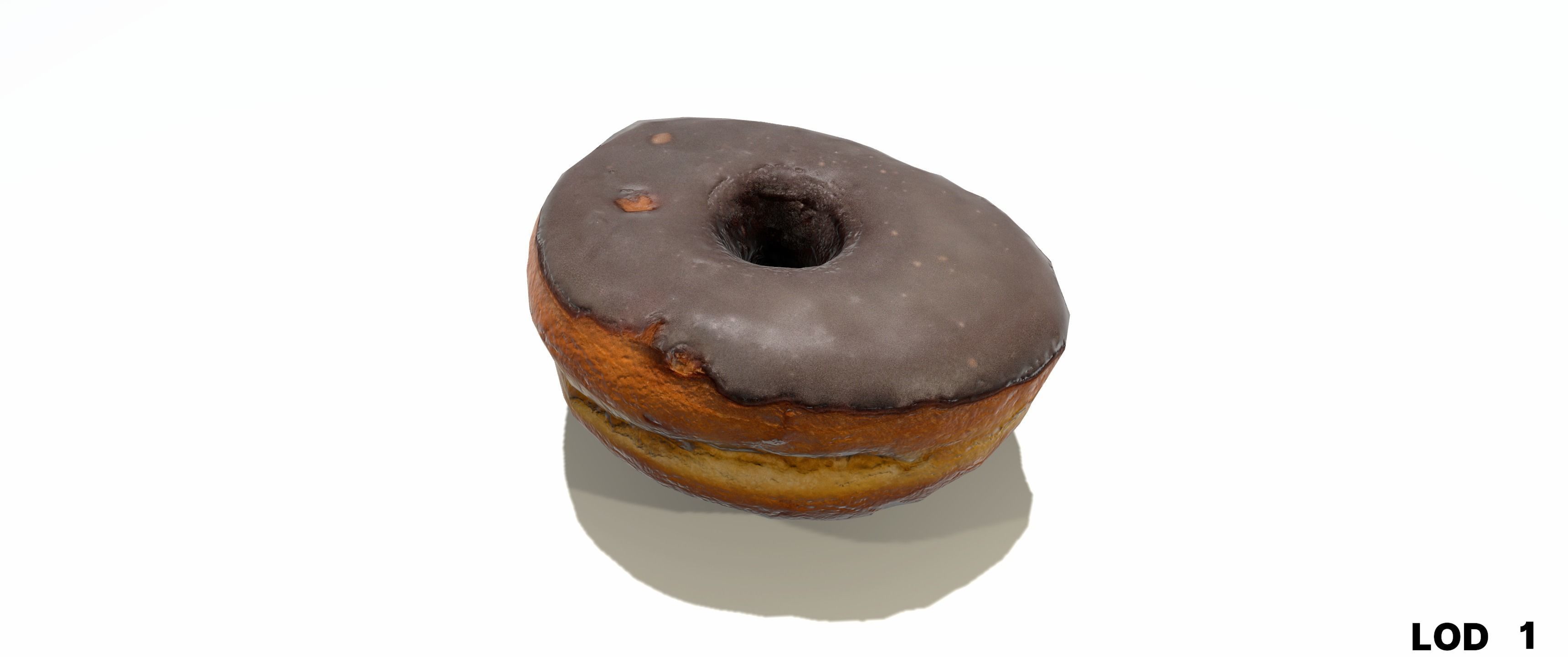 8k Chocolate Classic Covered Doughnut - 5 Levels of Detail Low-poly 3D model_21