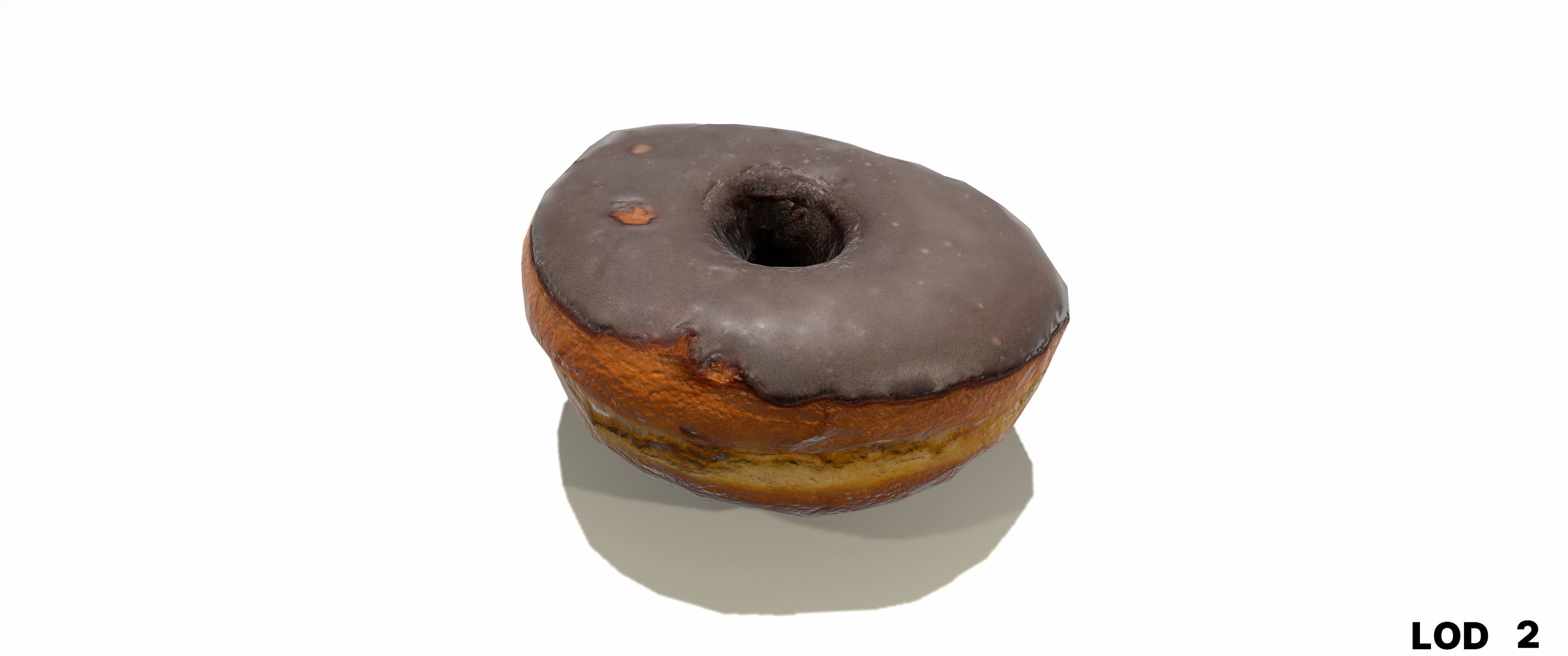 8k Chocolate Classic Covered Doughnut - 5 Levels of Detail Low-poly 3D model_22