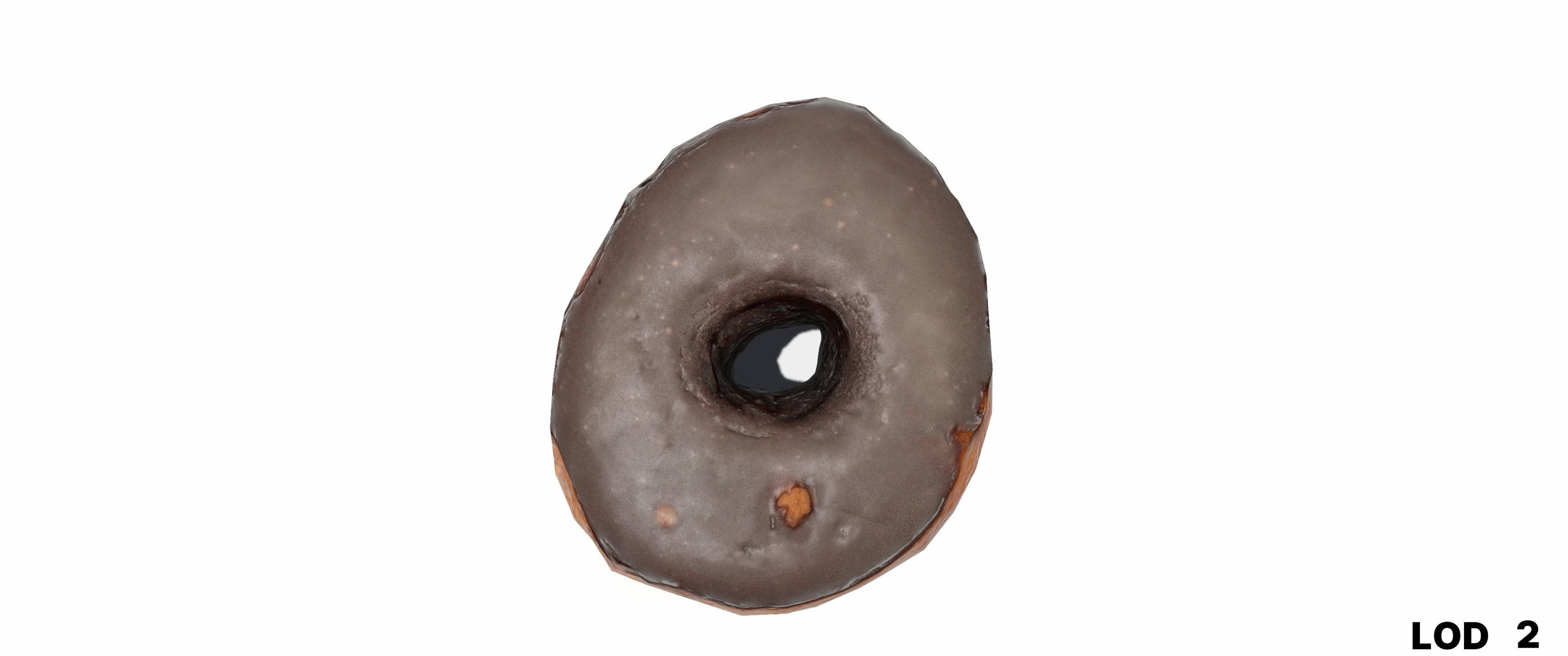 8k Chocolate Classic Covered Doughnut - 5 Levels of Detail Low-poly 3D model_32