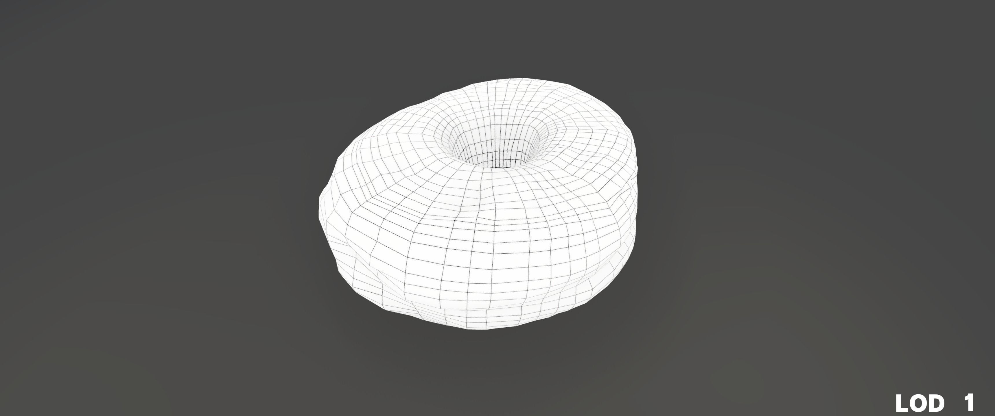 8k Chocolate Classic Covered Doughnut - 5 Levels of Detail Low-poly 3D model_46