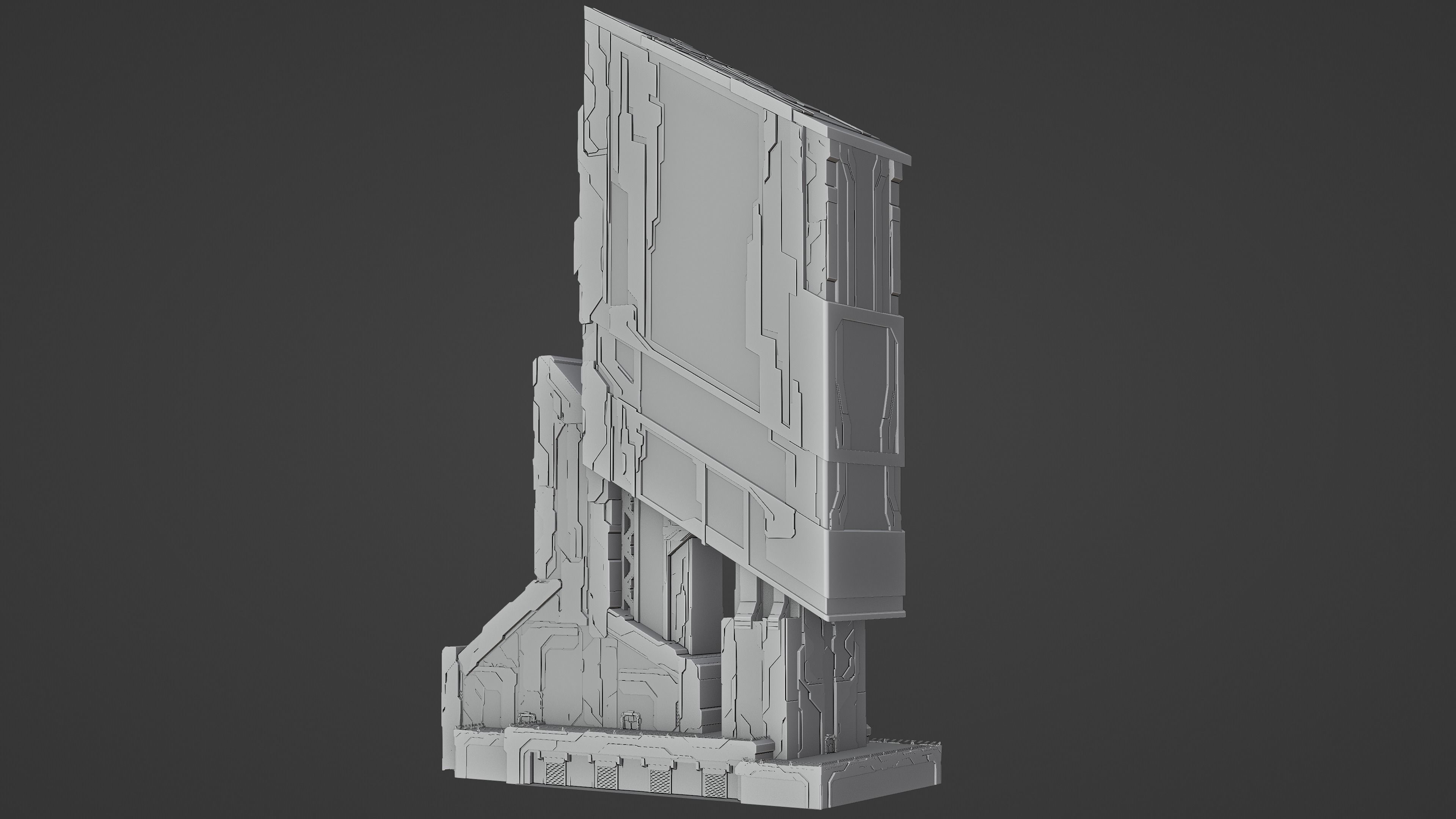 Scifi Futuristic building Free low-poly 3D model_5