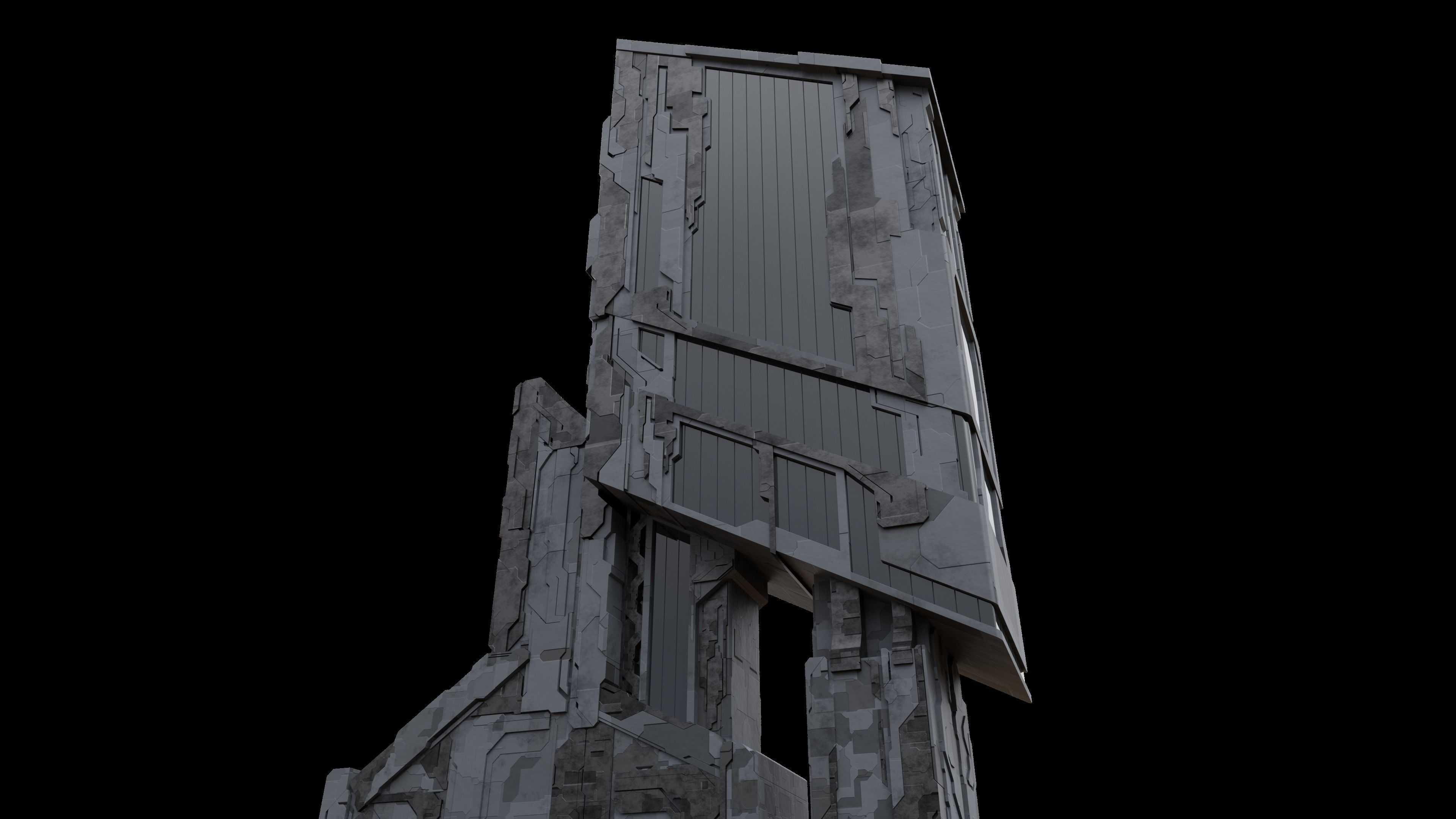 Scifi Futuristic building Free low-poly 3D model_14