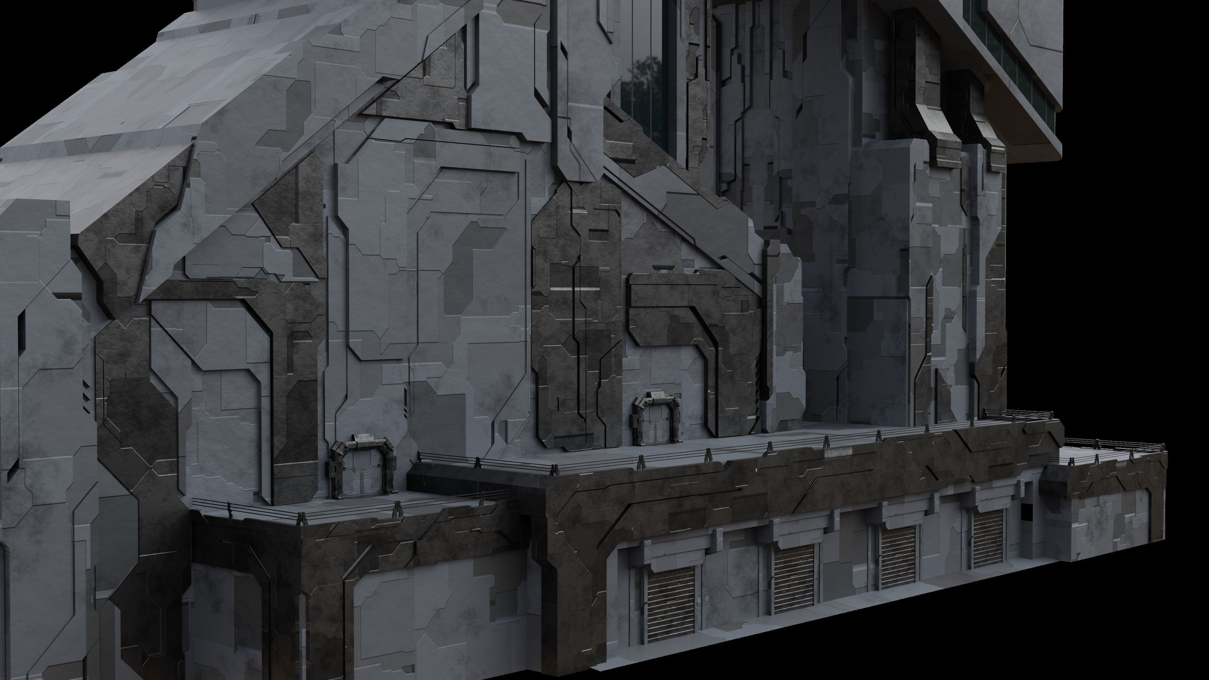 Scifi Futuristic building Free low-poly 3D model_12