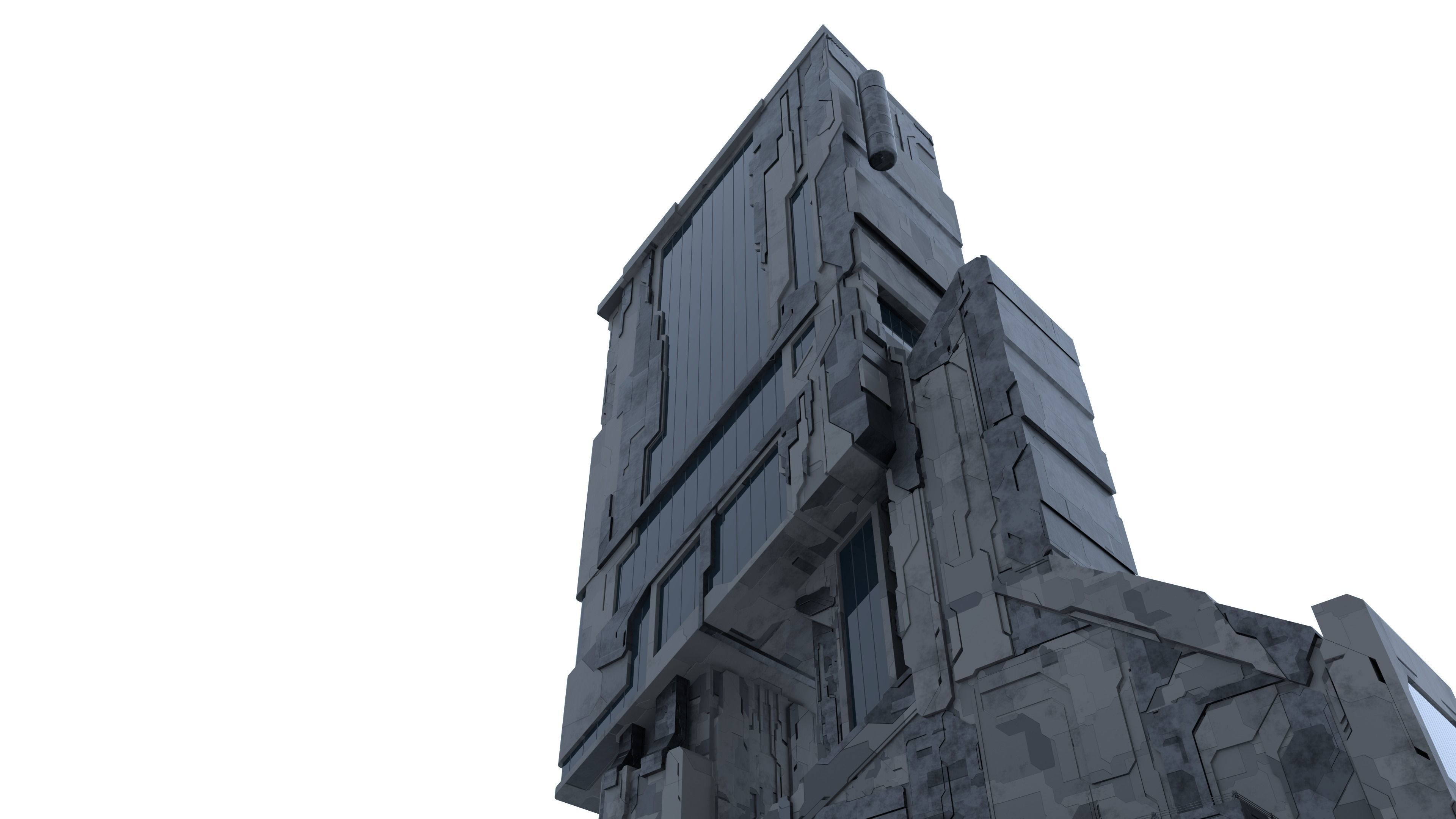 Scifi Futuristic building Free low-poly 3D model_2