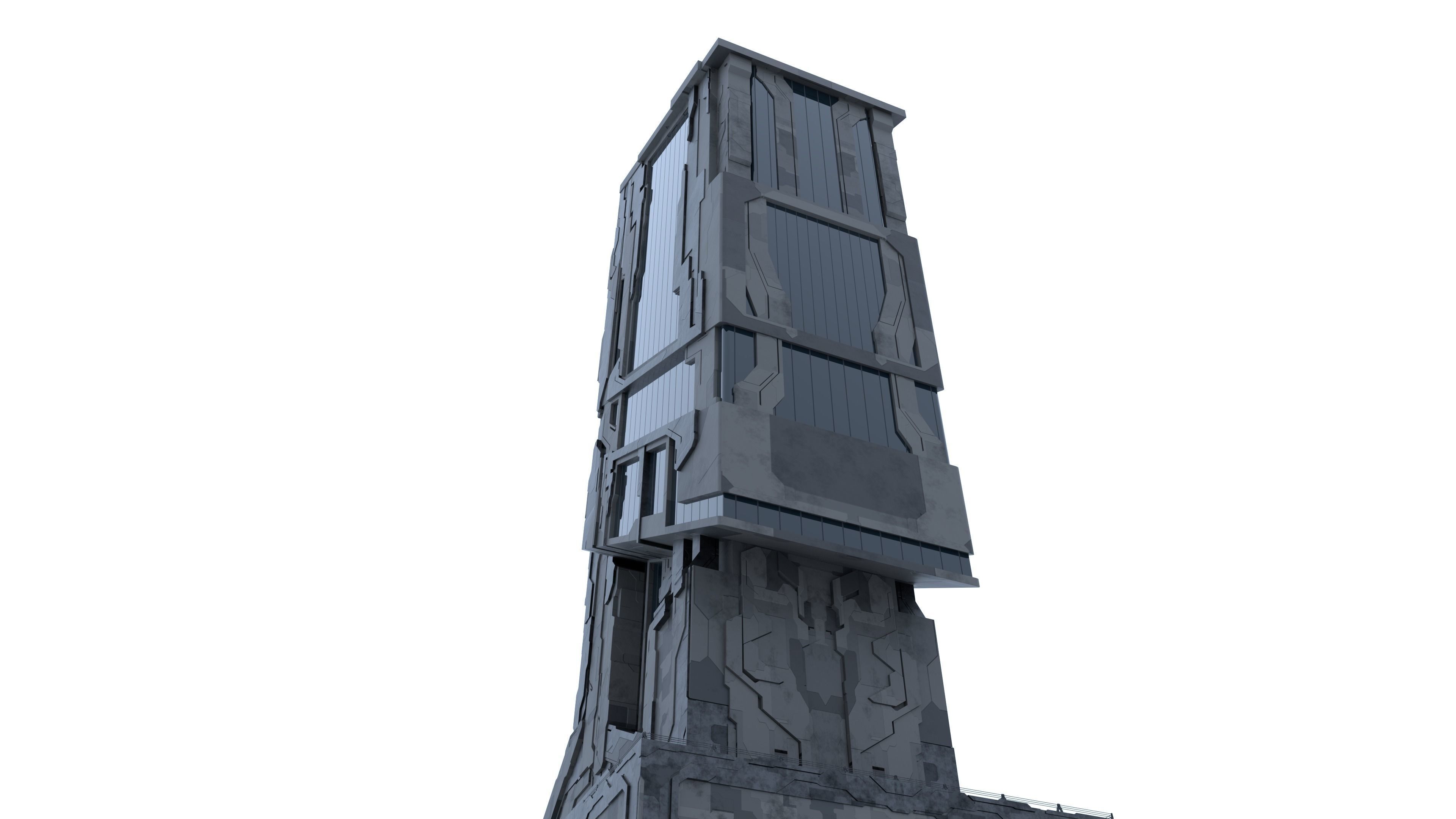 Scifi Futuristic building Free low-poly 3D model_4