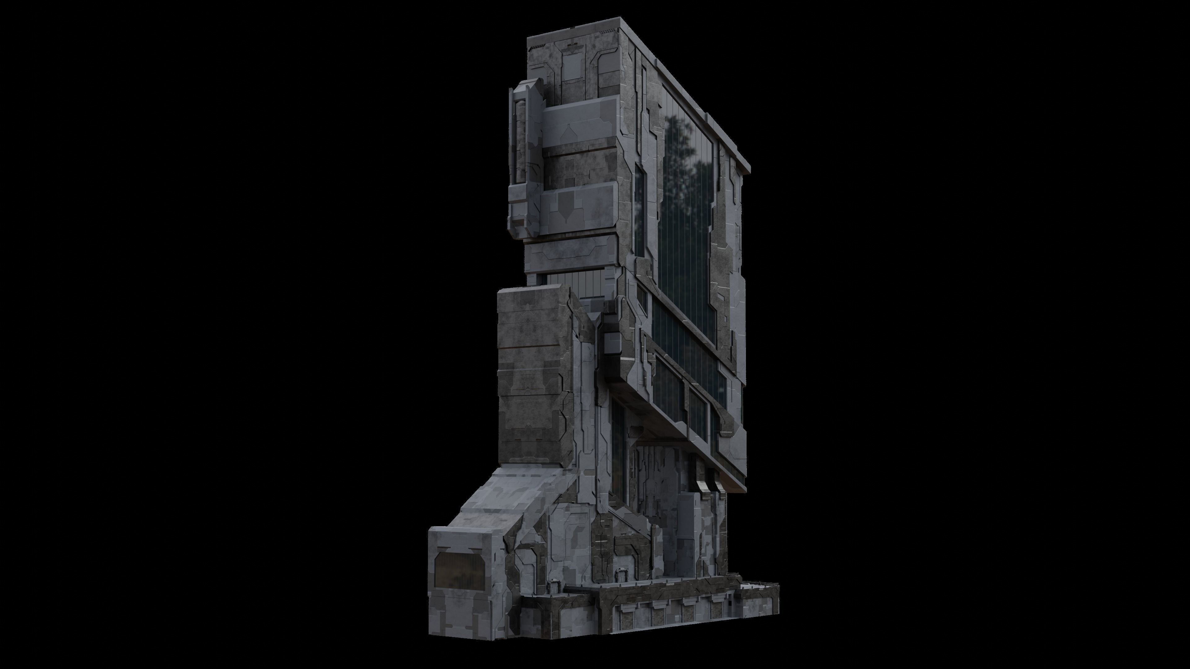 Scifi Futuristic building Free low-poly 3D model_11