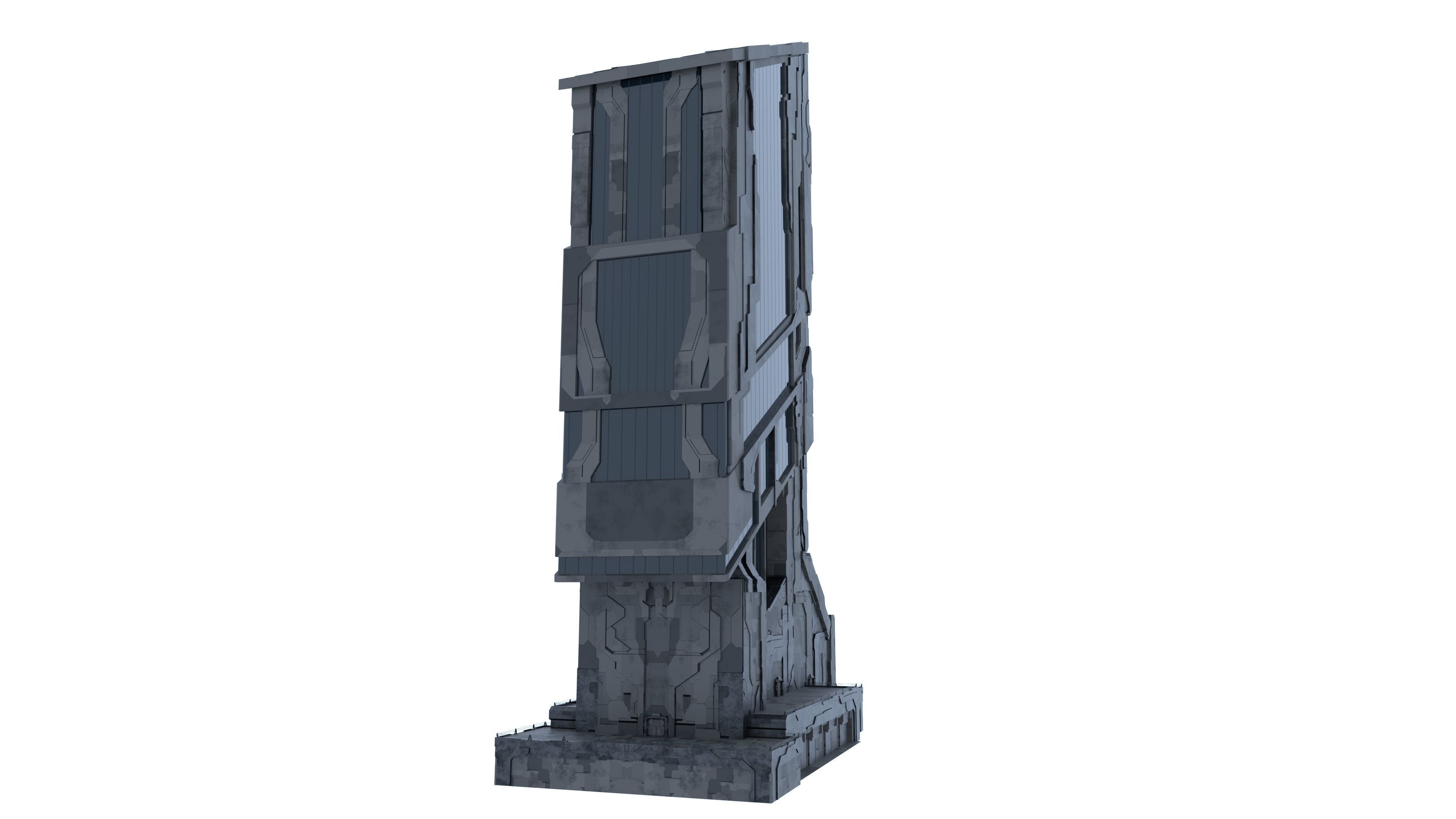Scifi Futuristic building Free low-poly 3D model_3
