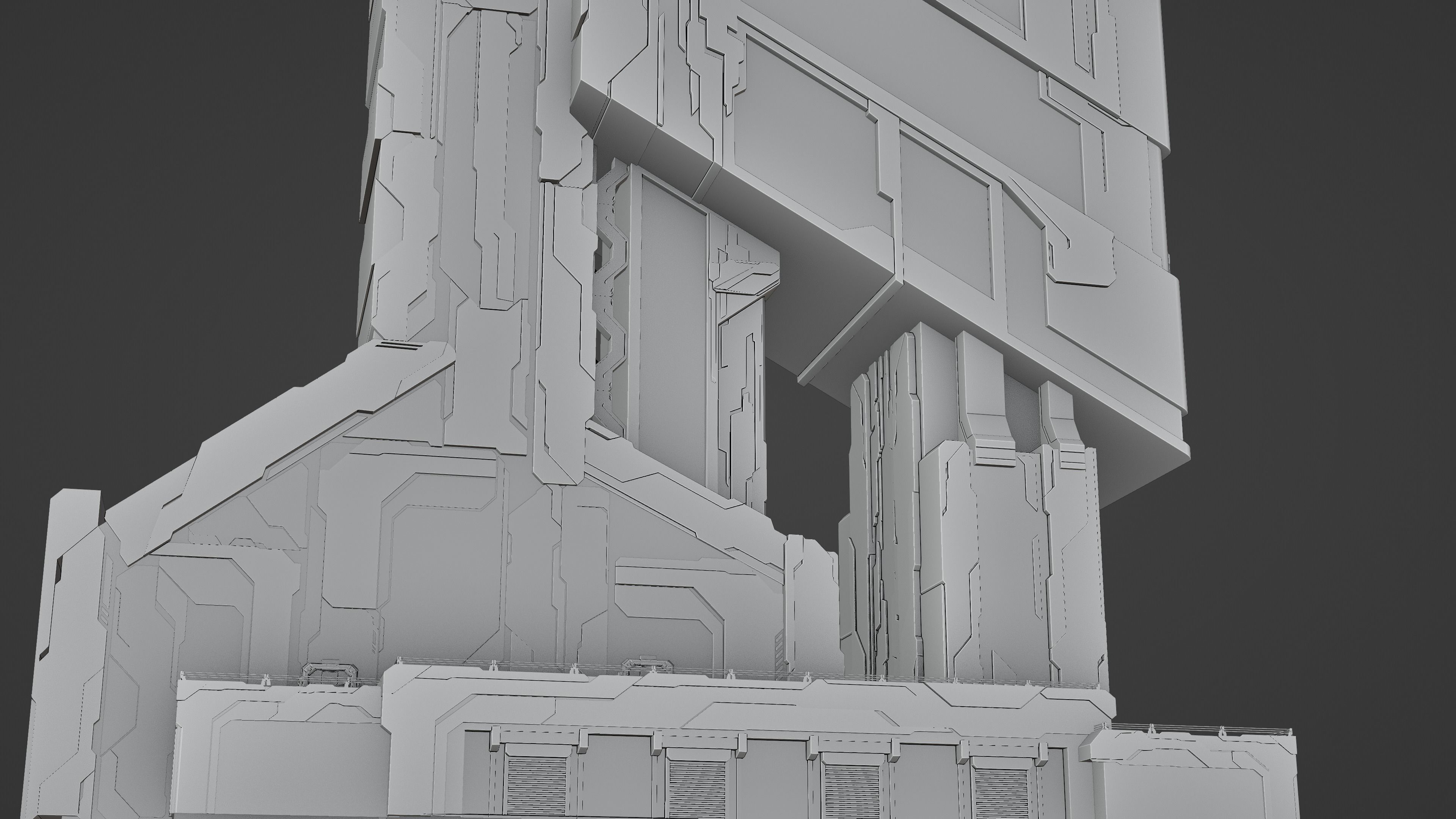 Scifi Futuristic building Free low-poly 3D model_7